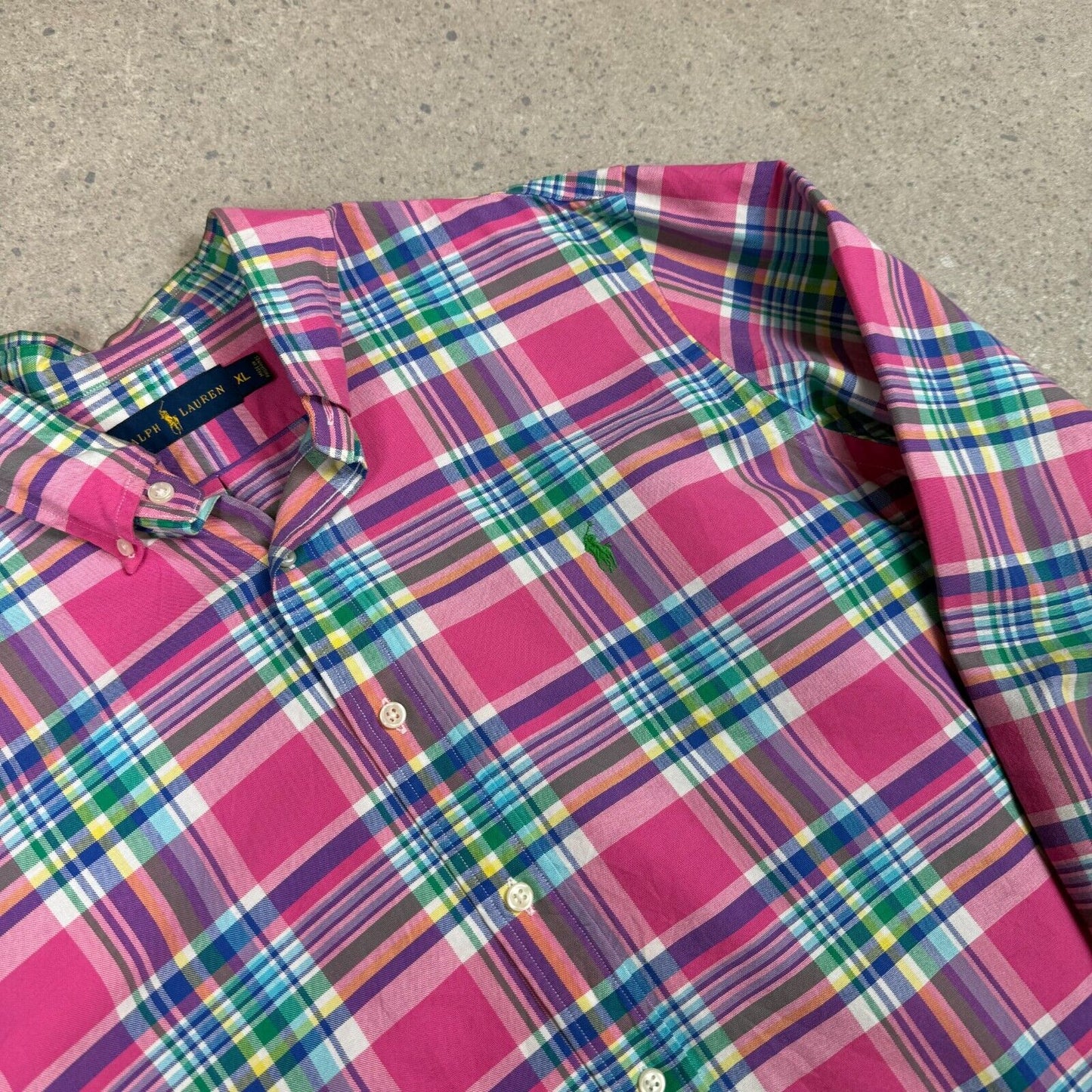 Ralph Lauren Check Shirt XL Pink Colourway Embroidered Logo Button Down
