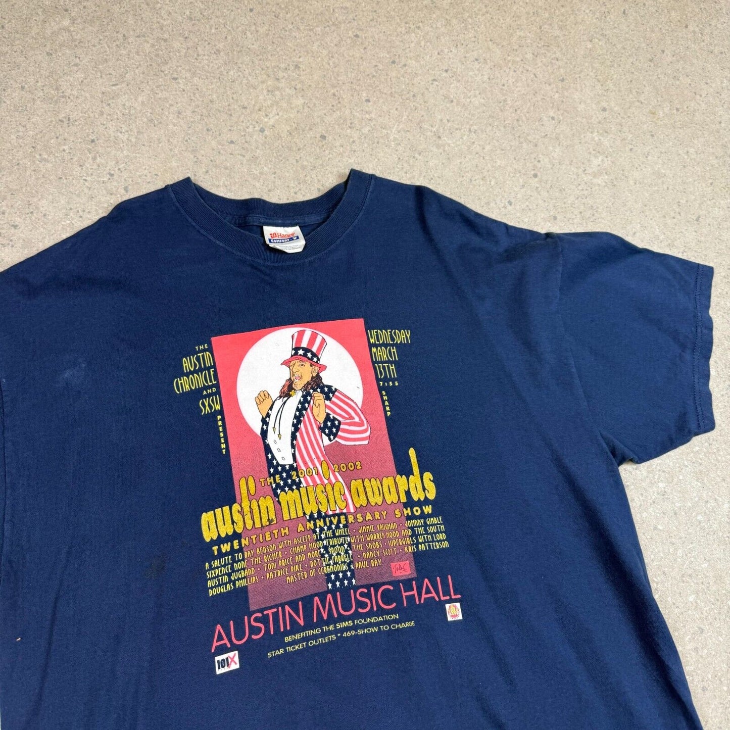 Austin Music Awards 2001 T Shirt XL Blue Hanes Relaxed Fit