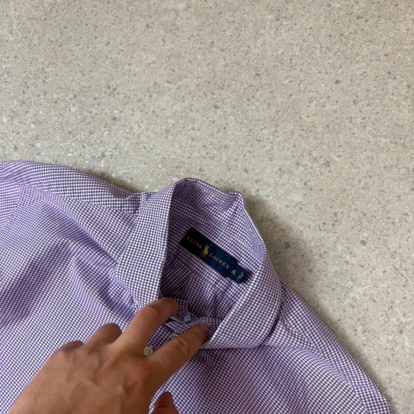 Ralph Lauren Shirt XL Purple White Check Long Sleeve