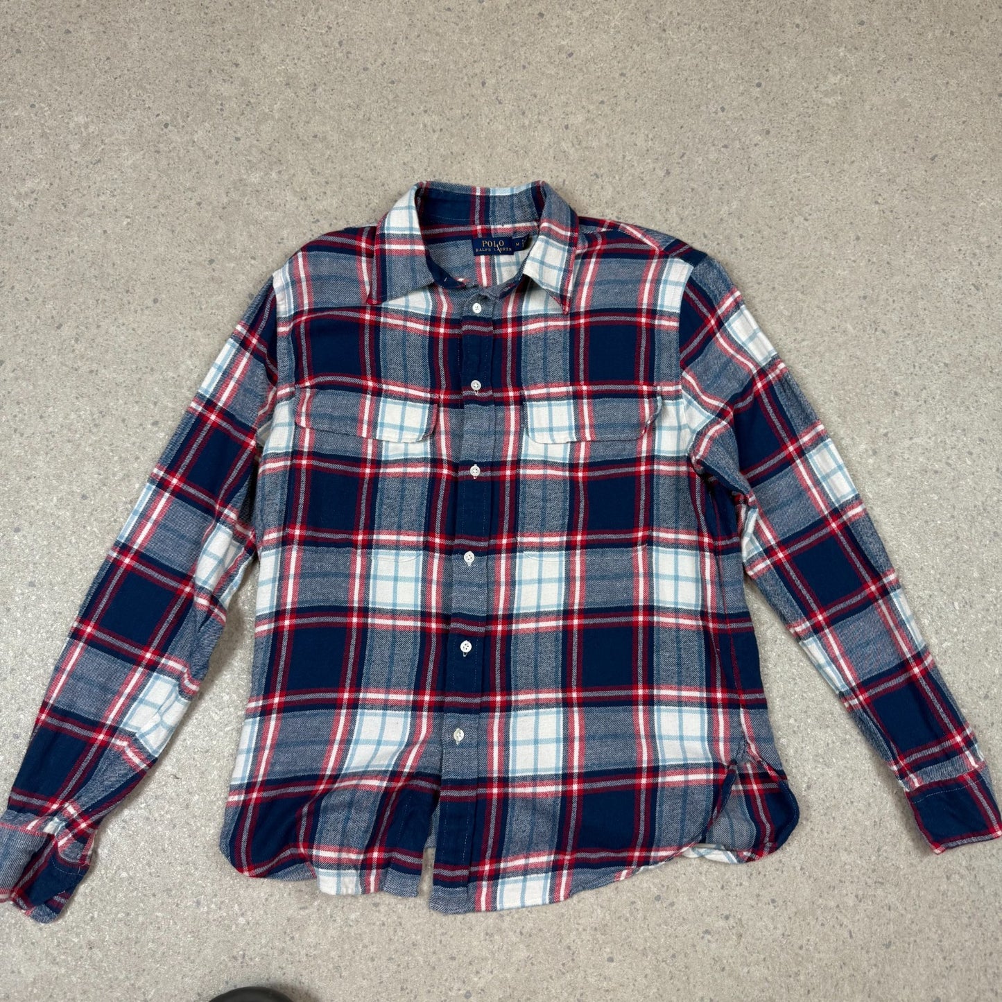 Ralph Lauren Soft Flannel Medium Check Navy Grey