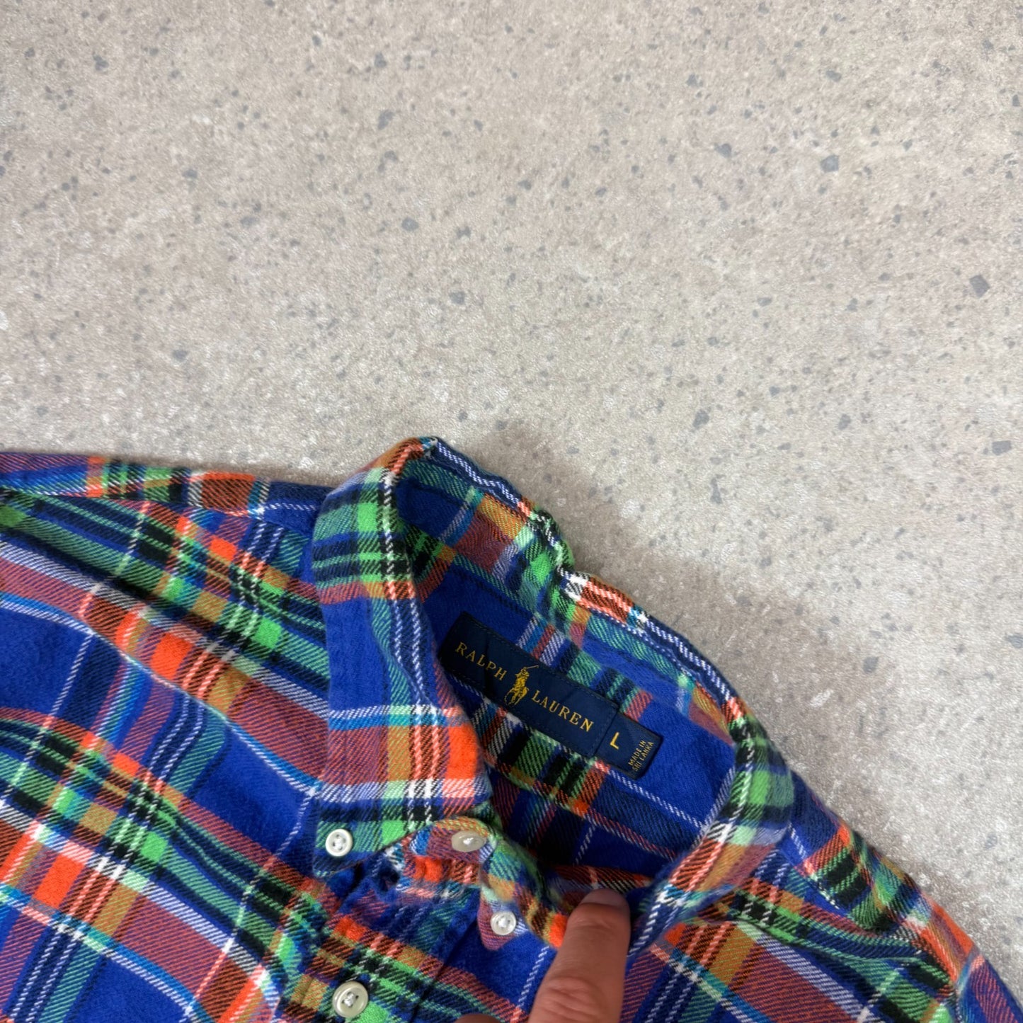 Ralph Lauren Shirt Large Blue Multicolor Check Button Down Long Sleeve