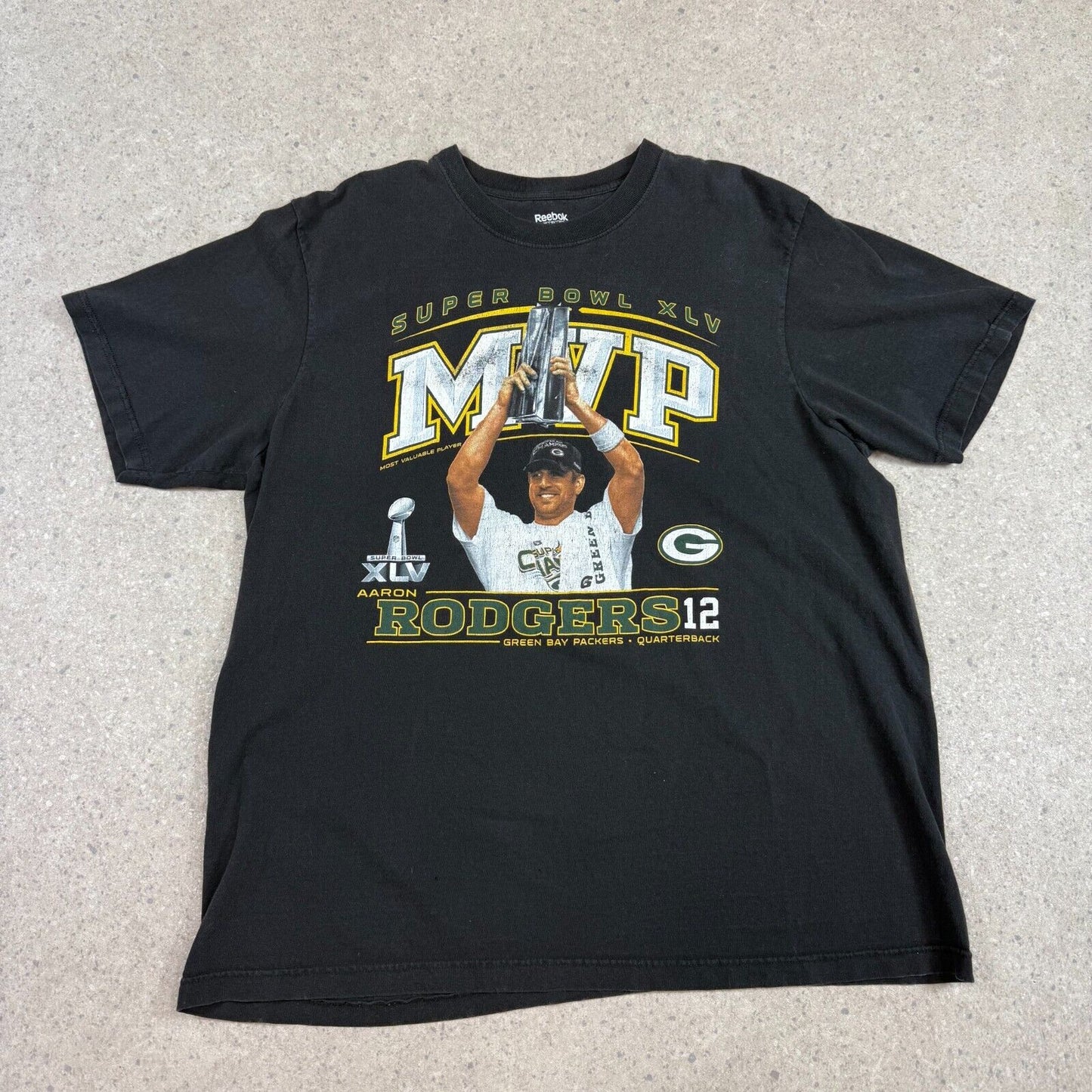 Reebok Green Bay Packers Aaron Rodger’s 12 T Shirt XL 90s Super Bowl MVP XLV