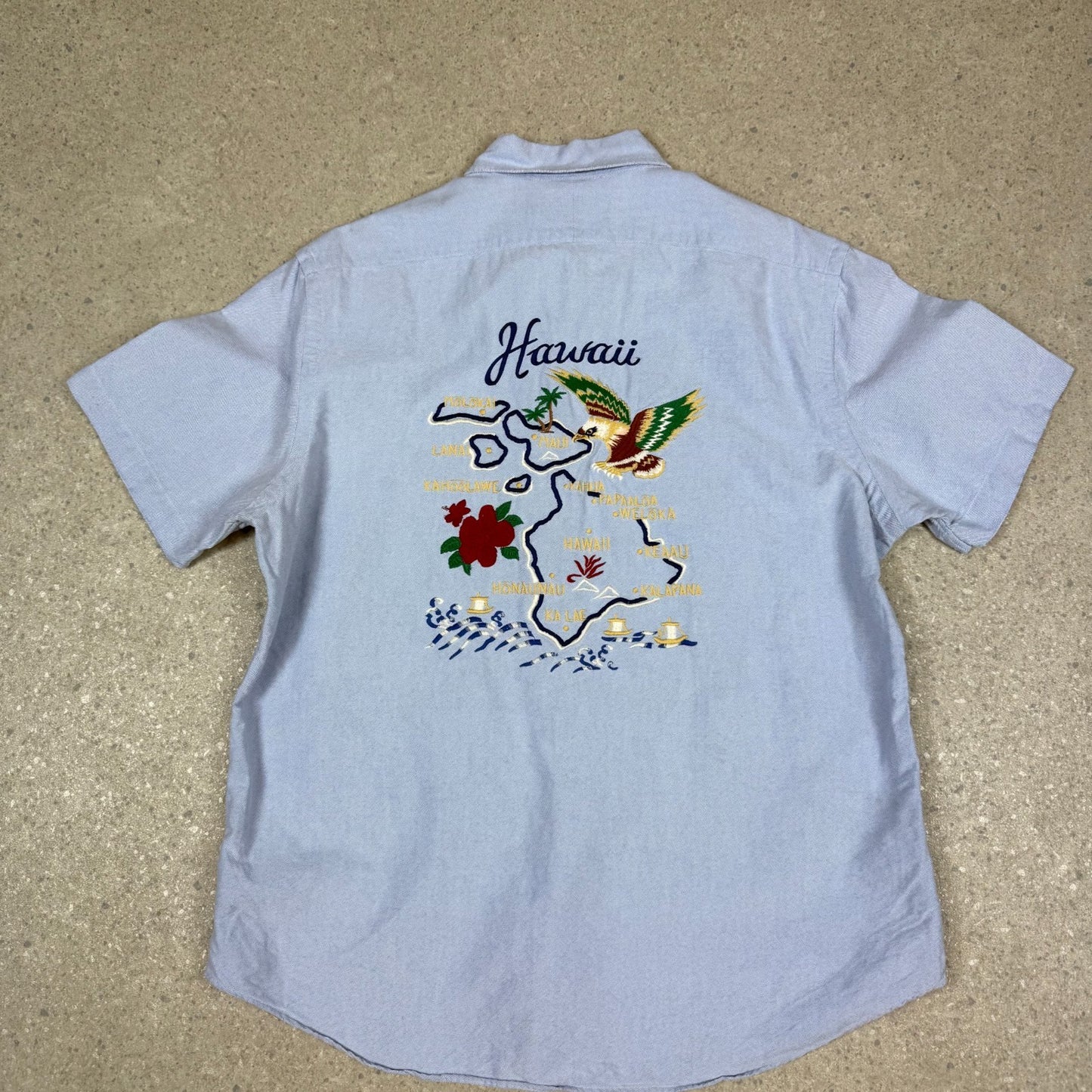 Ralph Lauren Shirt Short Sleeve Large Hawaii Embroidered Logo Relaxed Fit