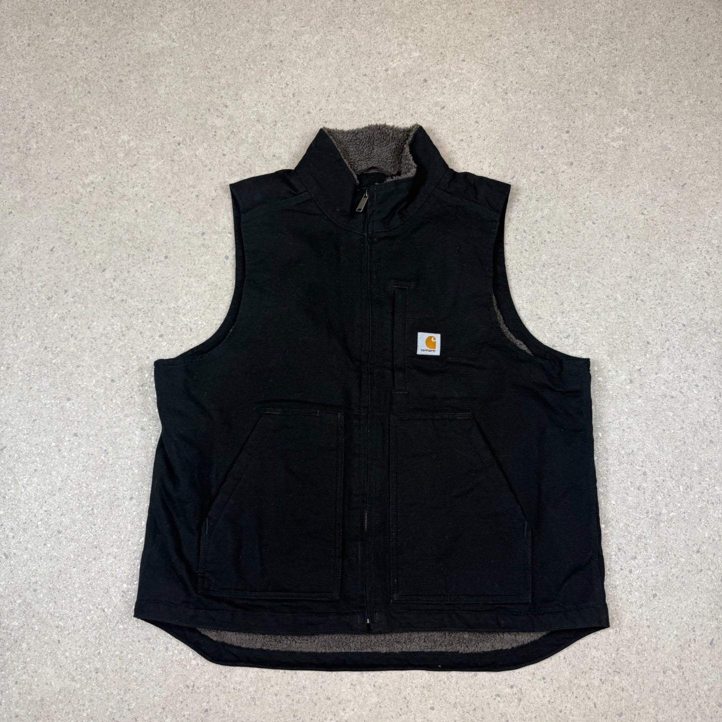 Carhartt Black Vest Large Fleece Lined Embroidered Logo