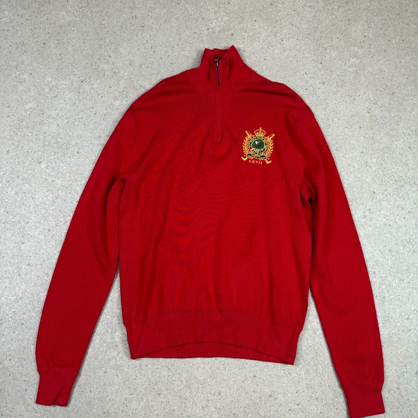 Polo Ralph Lauren 1/4 Zip Jumper Medium Red Vintage 90s