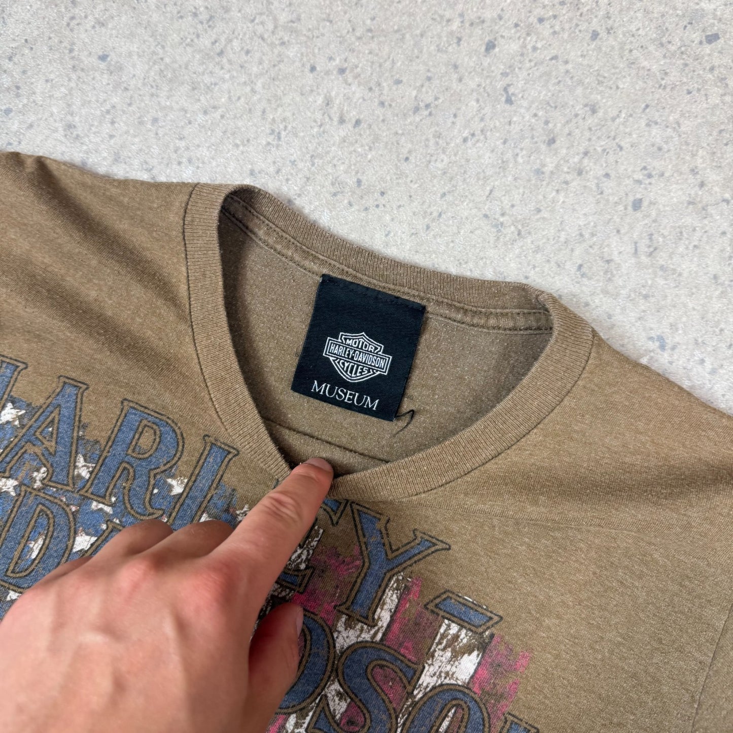 Harley Davidson Museum T Shirt XS Small Brown Colourway Milwaukee Vintage