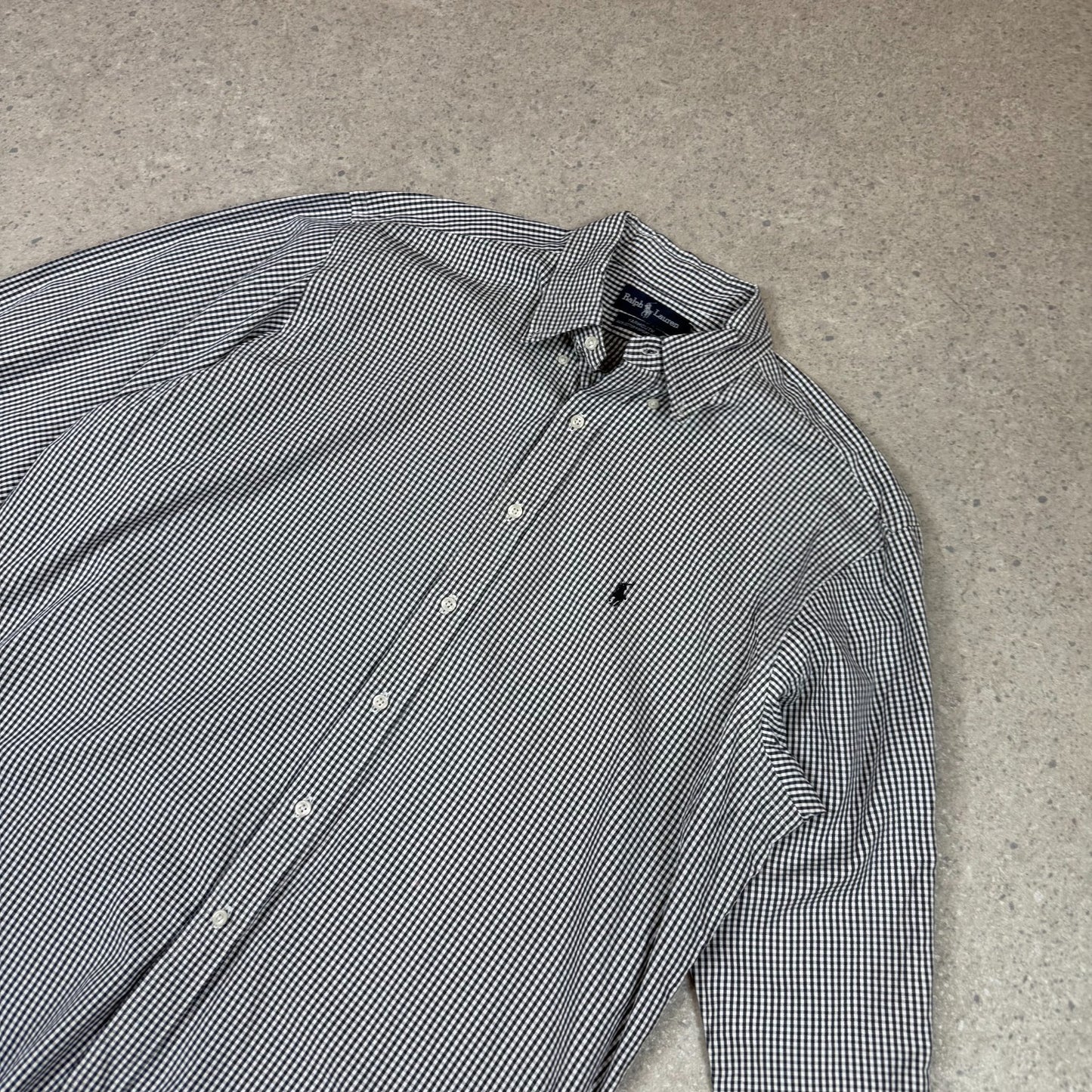 Ralph Lauren Shirt XL Check Black and White Embroidered Logo