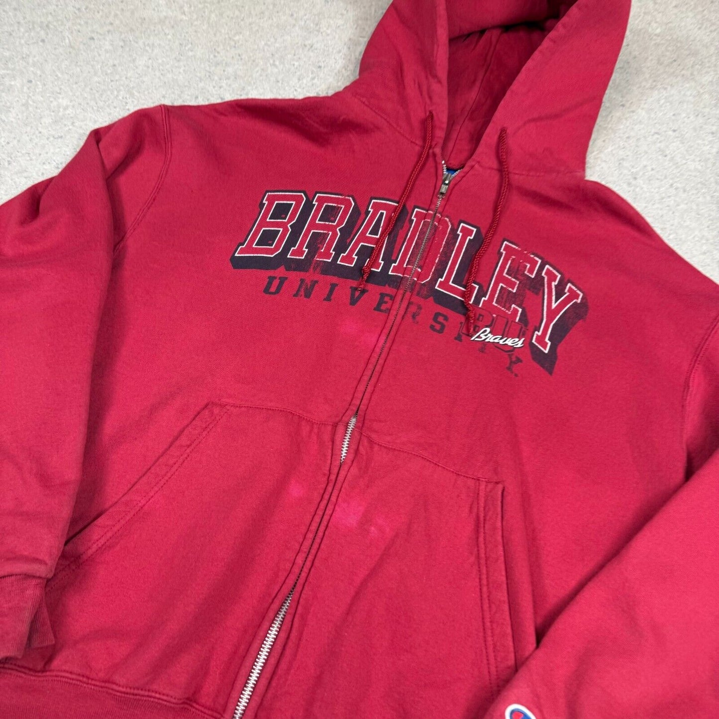Champion Bradley University Hoodie Large Red Y2K