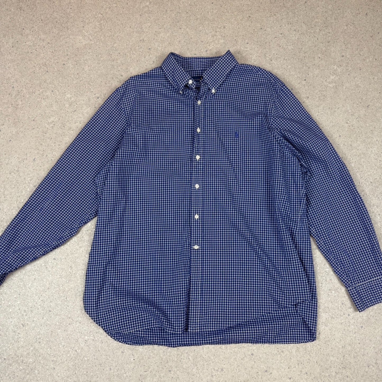 Ralph Lauren Shirt XXL Blue Check 18” Neck Button Down