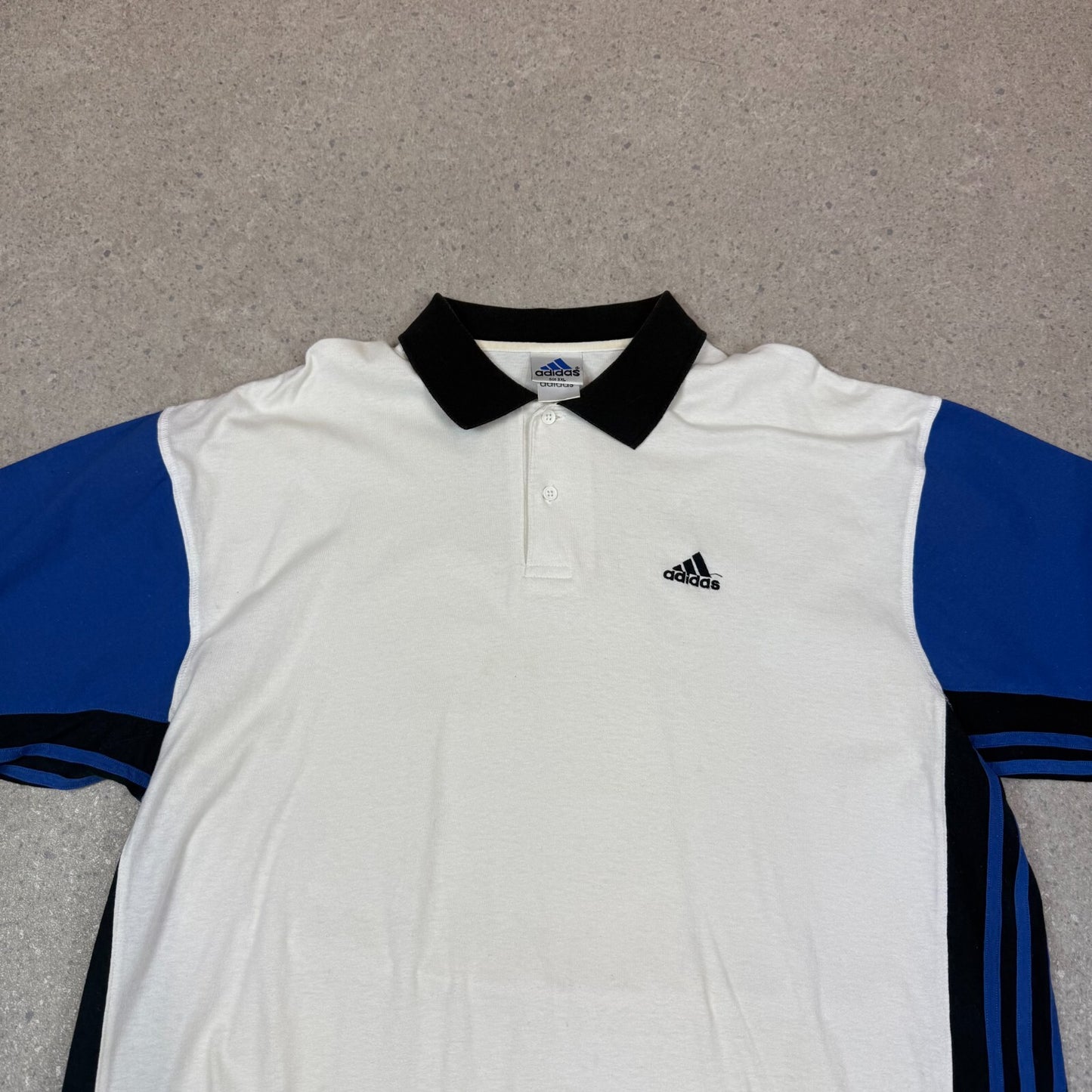 Adidas Polo XXL Cream Navy Colourway Embroidered Logo Vintage 90s