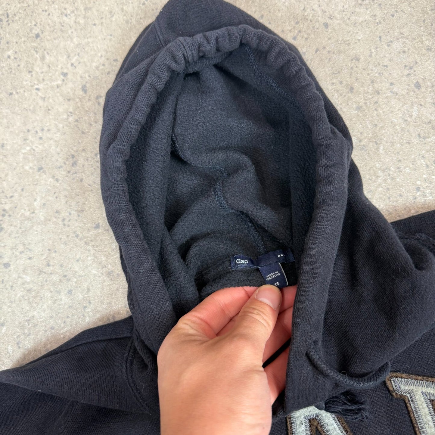 Gap Hoodie XS Black Colourway Embroidered Logo Brown Heavyweight Hooded Pocket