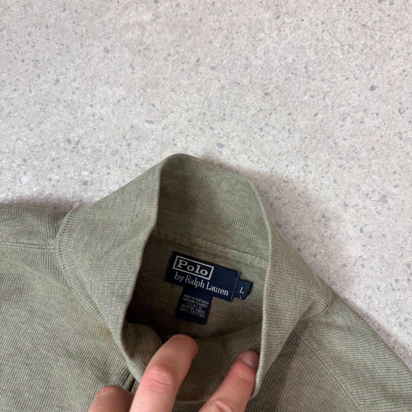 Ralph Lauren 1/4 Zip Large Green Colourway Embroidered Logo Cotton