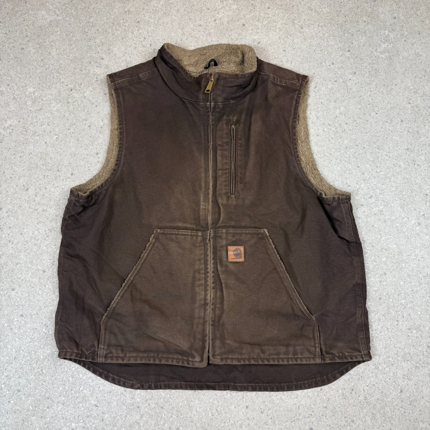 Carhartt Vest Large Brown Fleece Lined Vintage