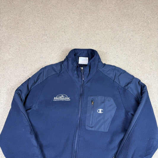 Champion Sherpa Jacket Lined Fleece Large Navy