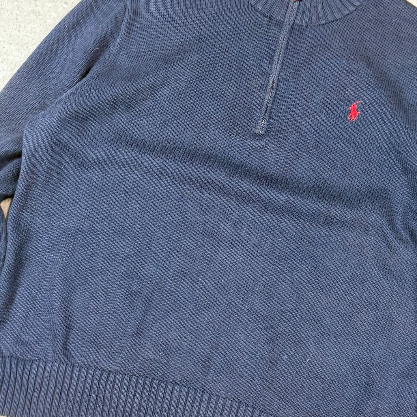 Ralph Lauren 1/4 Zip Jumper Large Navy Colourway Embroidered Logo