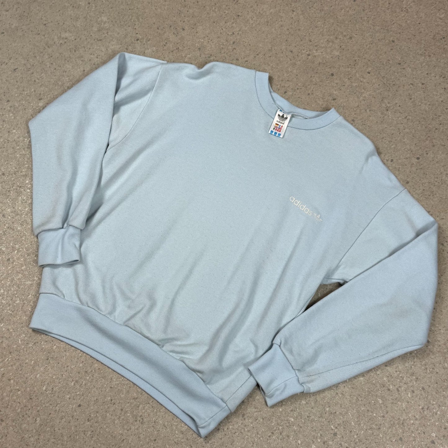 90s Adidas Sweatshirt Small Baby Blue Embroidered logo