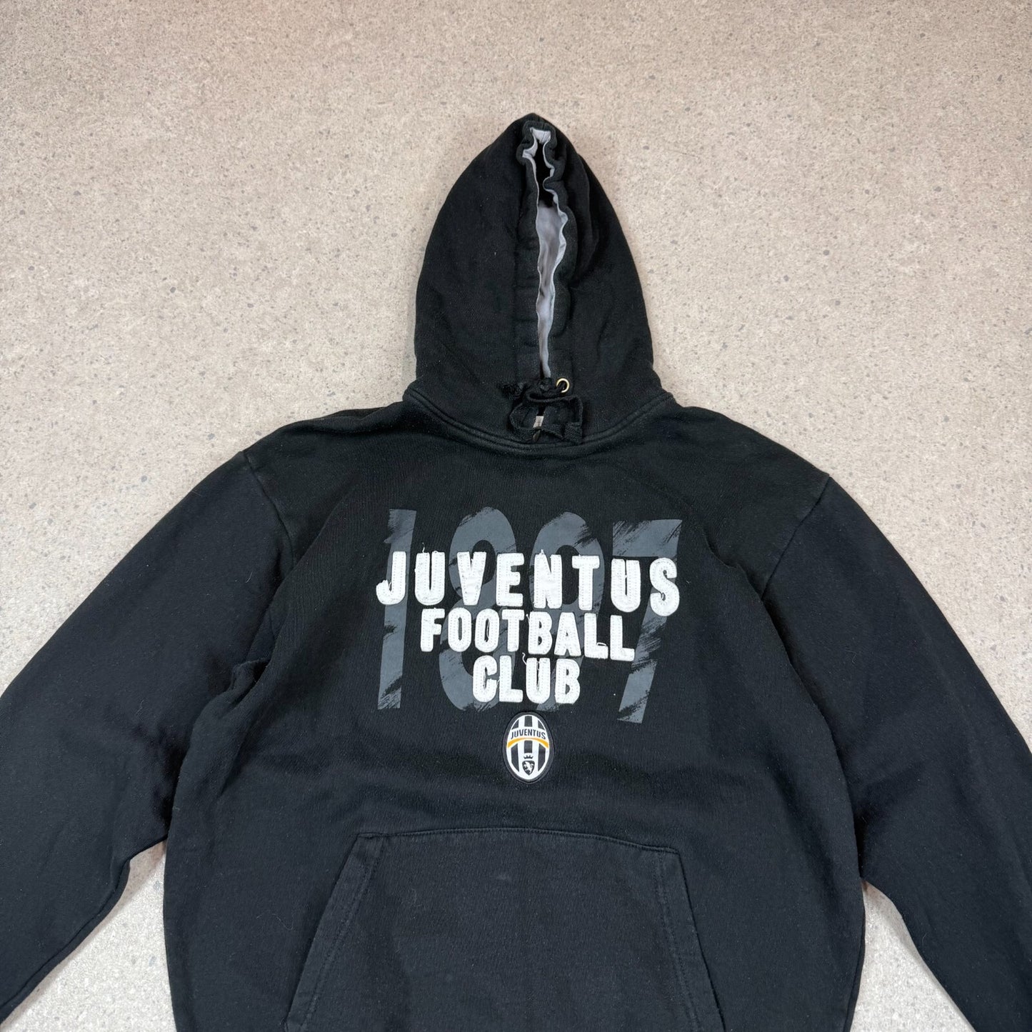 Juventus Hoodie M / L Black Embroidered Logo Y2K Football Hooded