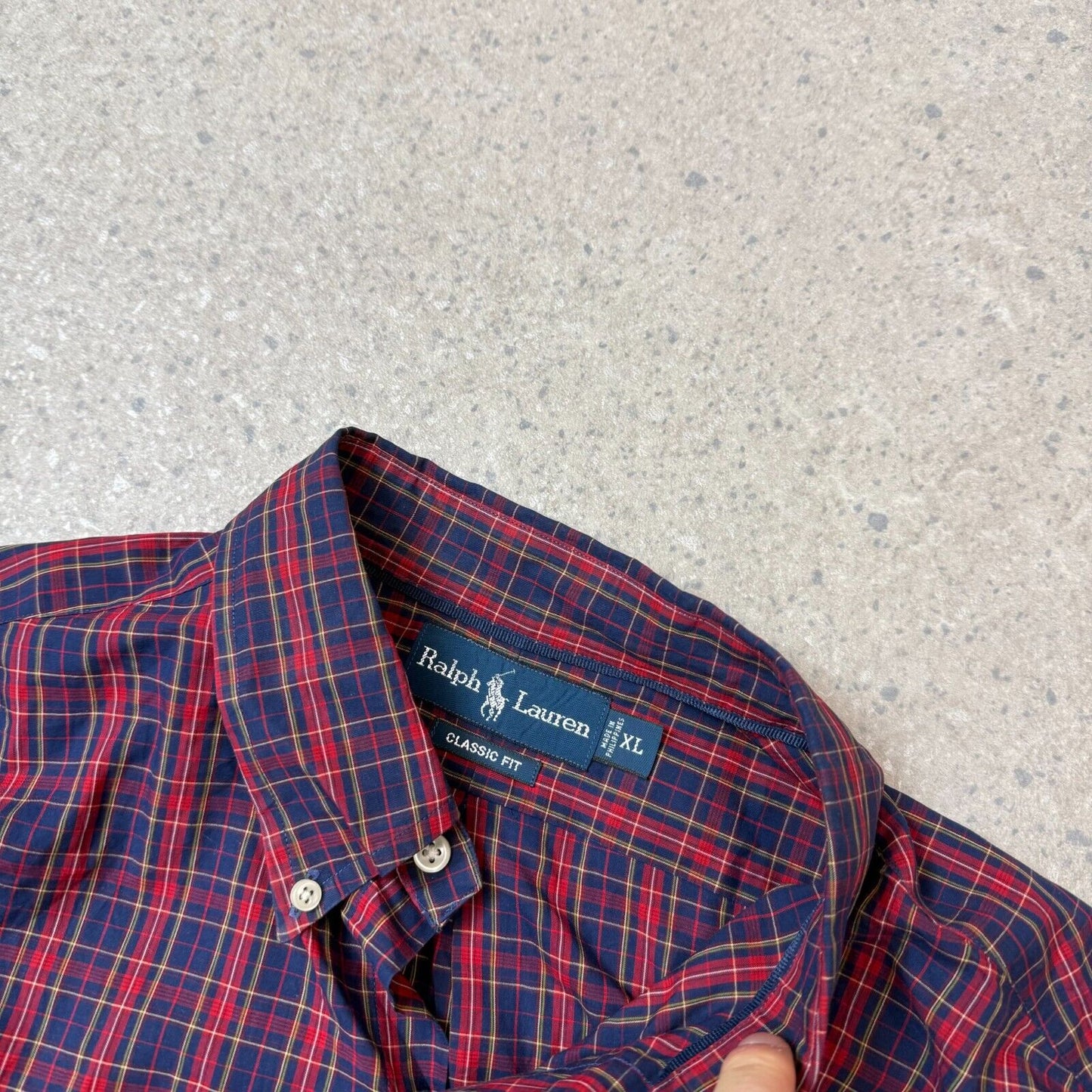 Ralph Lauren Check Shirt XL Classic Fit Navy Blue Red