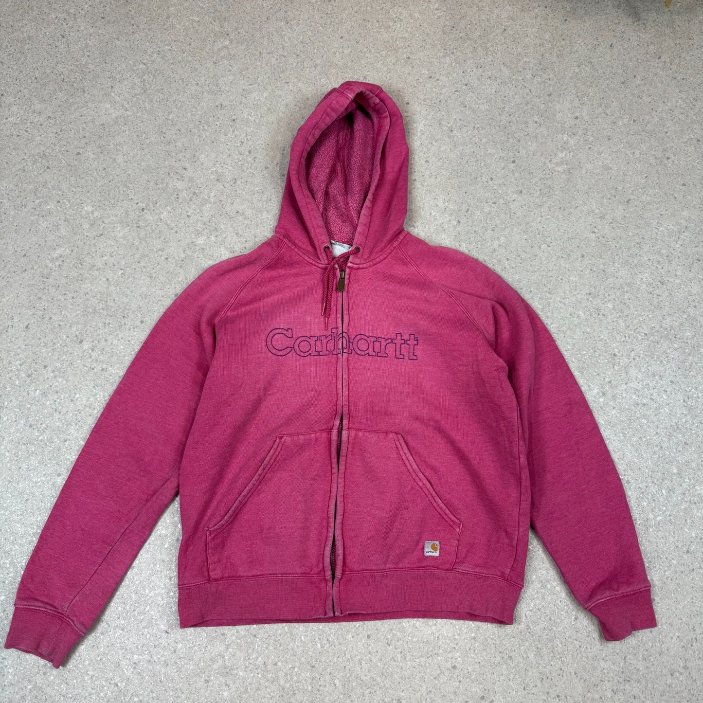 Carhartt Full Zip Hoodie Women’s Large Pink Embroidered Logo Full Zip Hooded