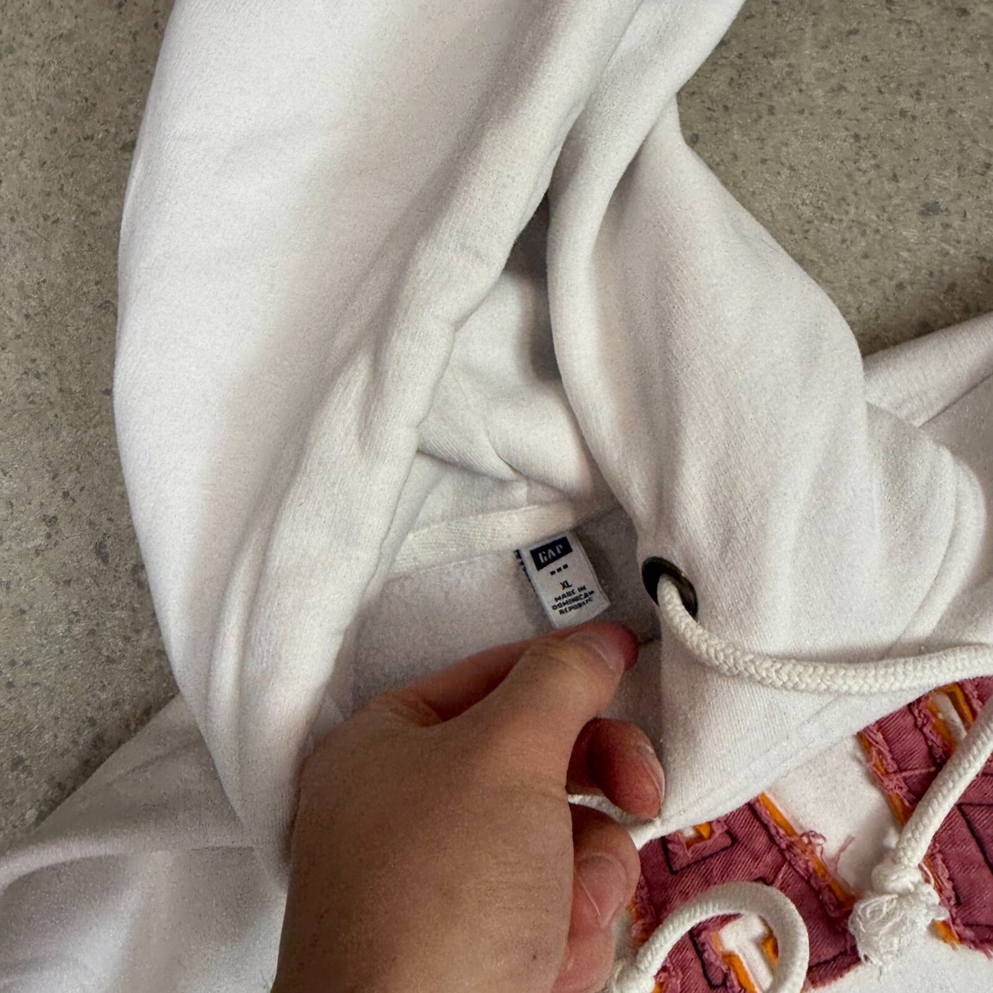 Gap Hoodie Large White Colourway Puffy Embroidered Logo Hooded Pocket
