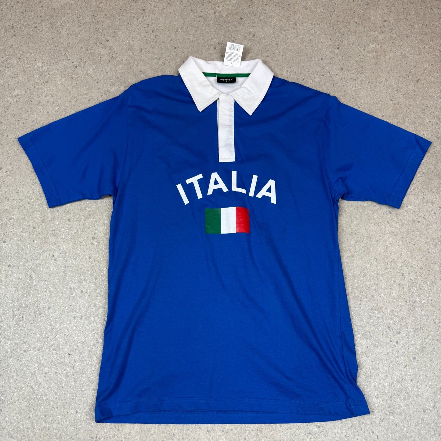 Italy Polo Shirt Large Spellout Logo 90s Italia Short Sleeve