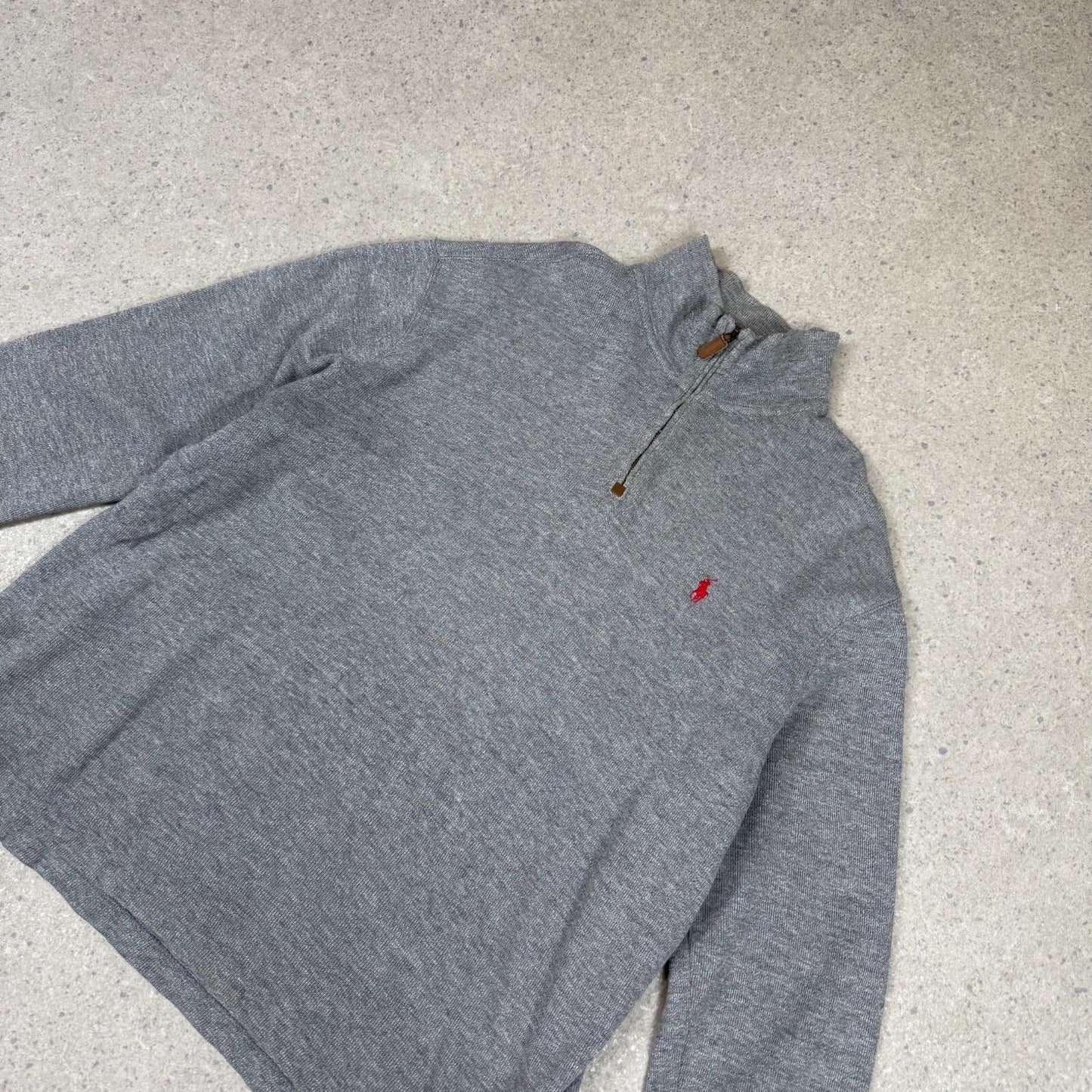 Ralph Lauren 1/4 Zip Large Grey Colourway Embroidered Logo Relaxed Fit
