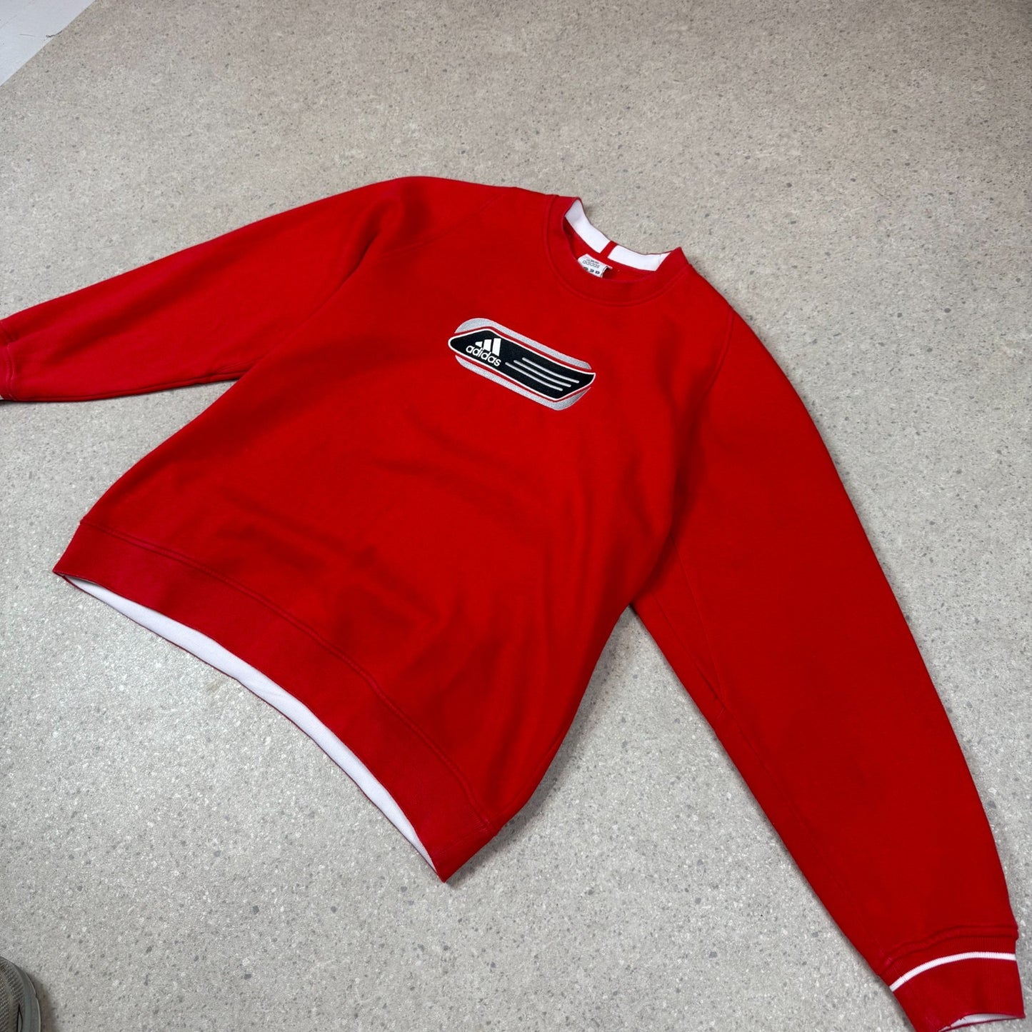 Adidas Sweatshirt Large Red Colourway Big Embroidered Logo Y2K