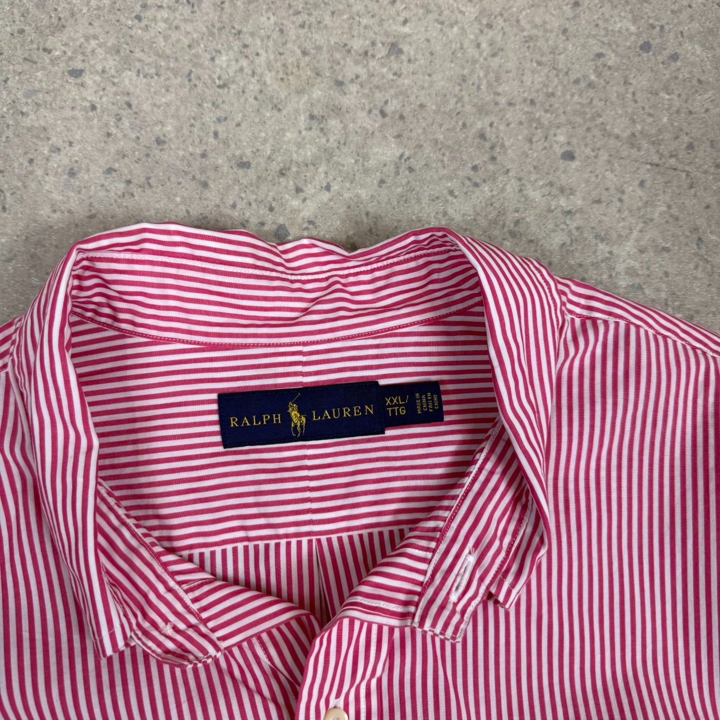 Ralph Lauren Shirt 2XL Pink and White Striped Embroidered Logo