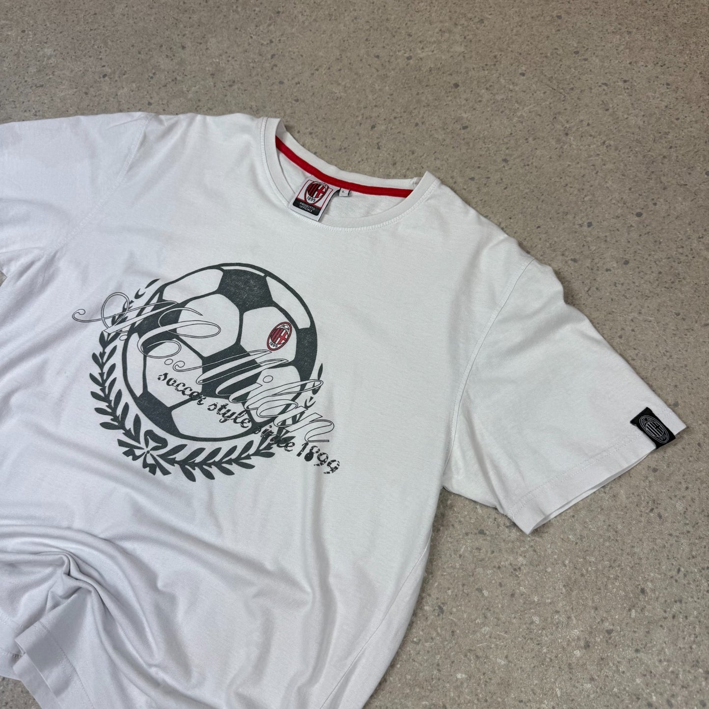 AC Milan T Shirt Large White Retro Milan Official Short Sleeve
