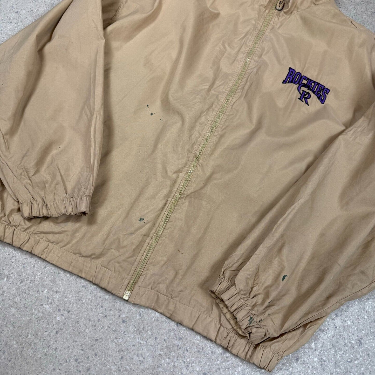 Colardo Rockies Windbreaker Large Vintage MLB Jacket Tan