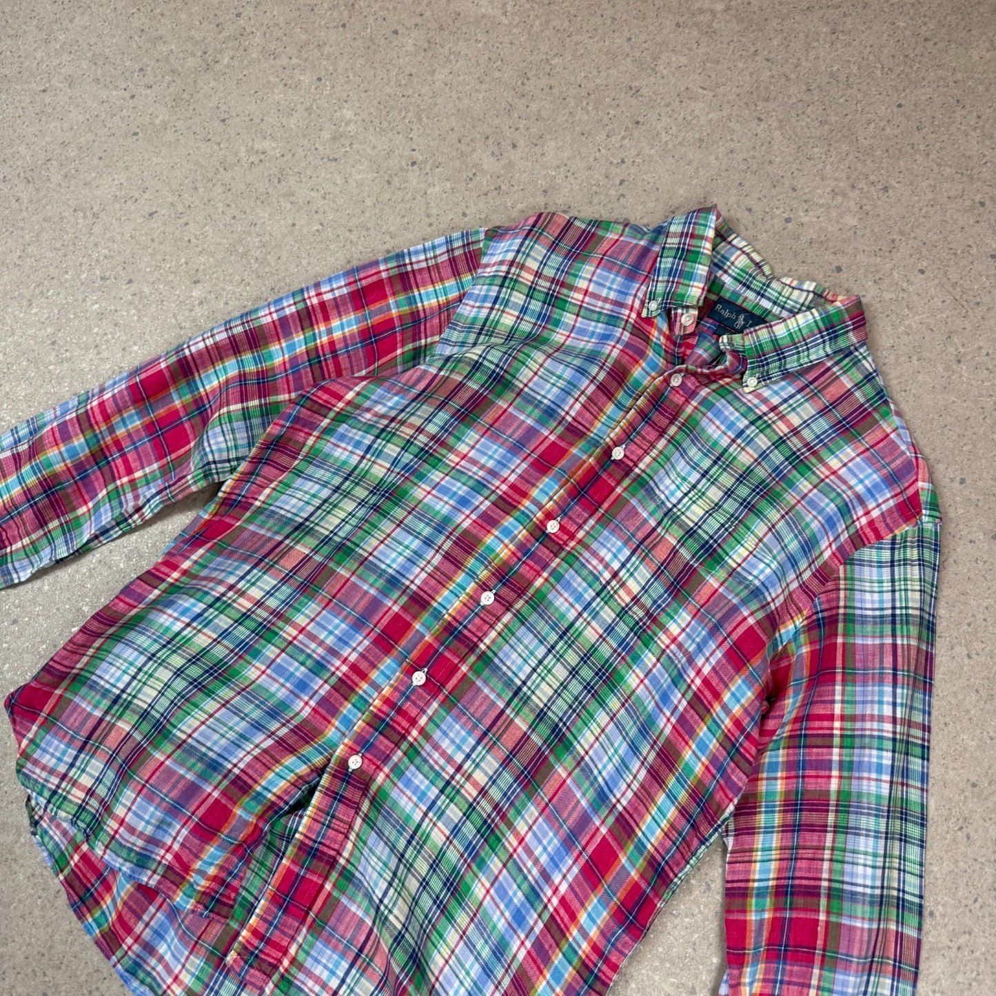 Ralph Lauren Shirt Large Flannel Blue Red Multicolor