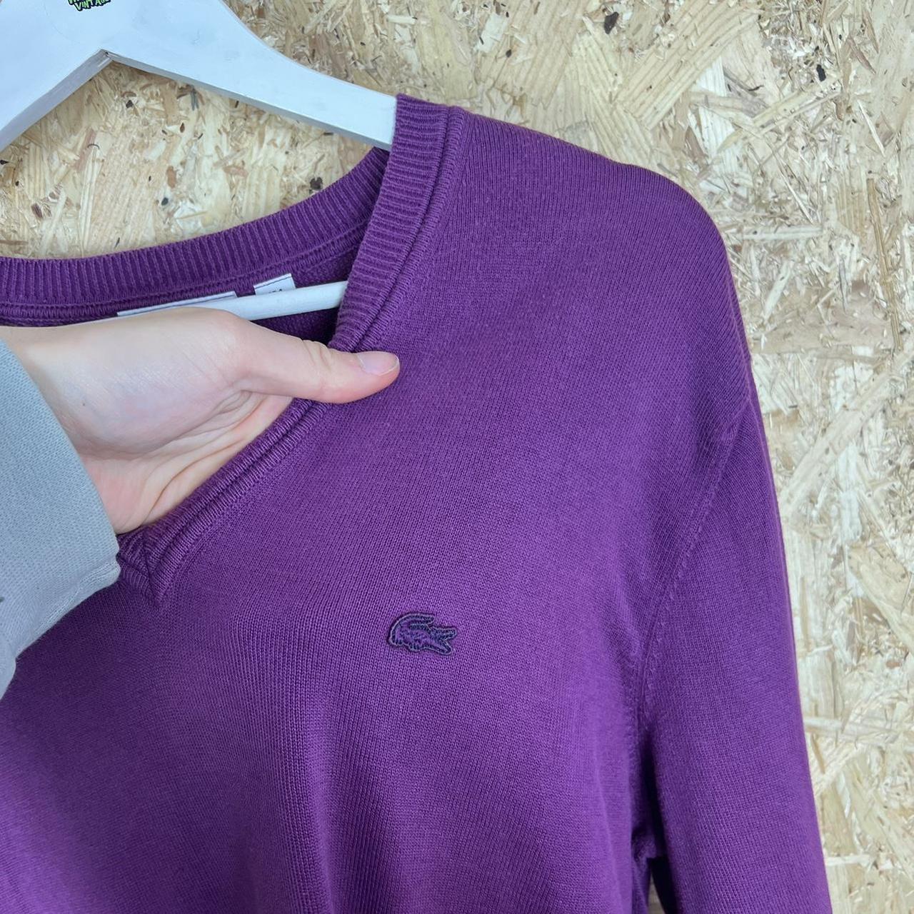 Lacoste v neck knit jumper medium