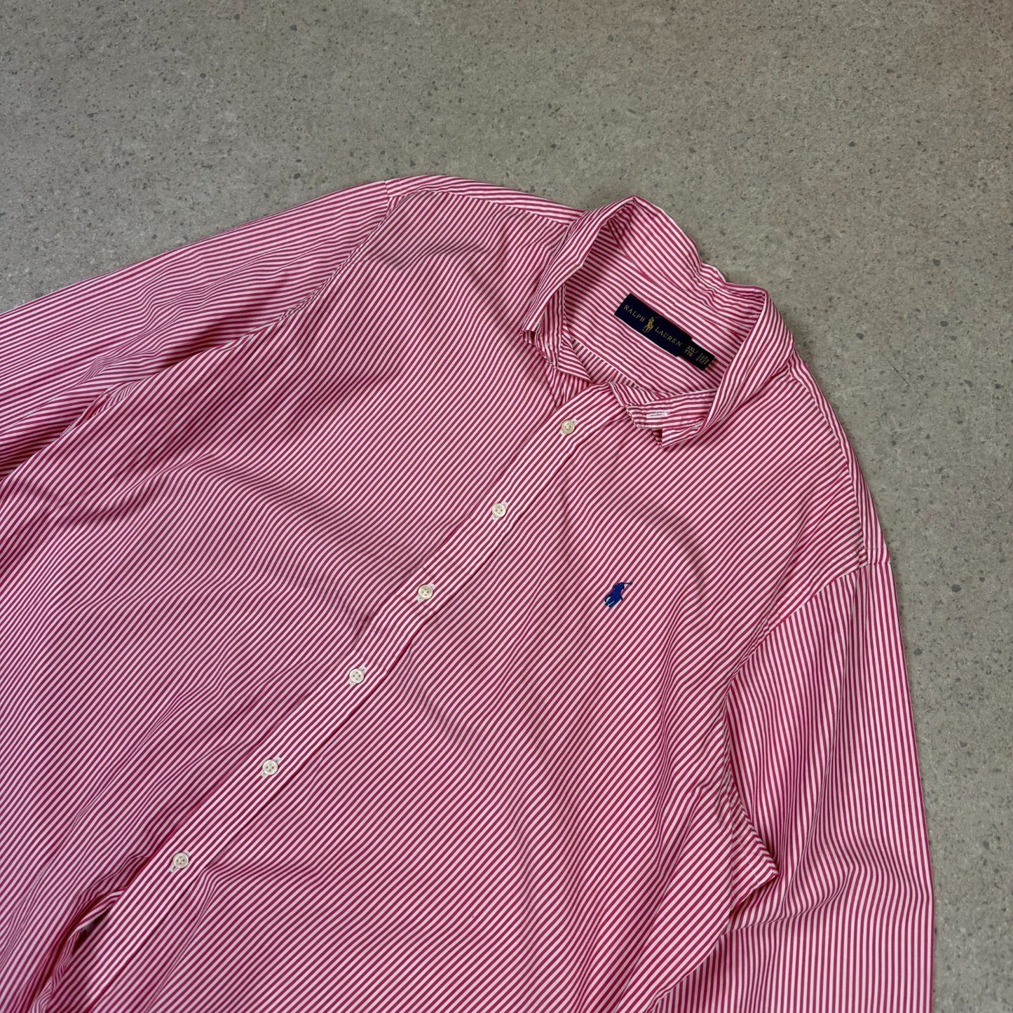 Ralph Lauren Shirt 2XL Pink and White Striped Embroidered Logo