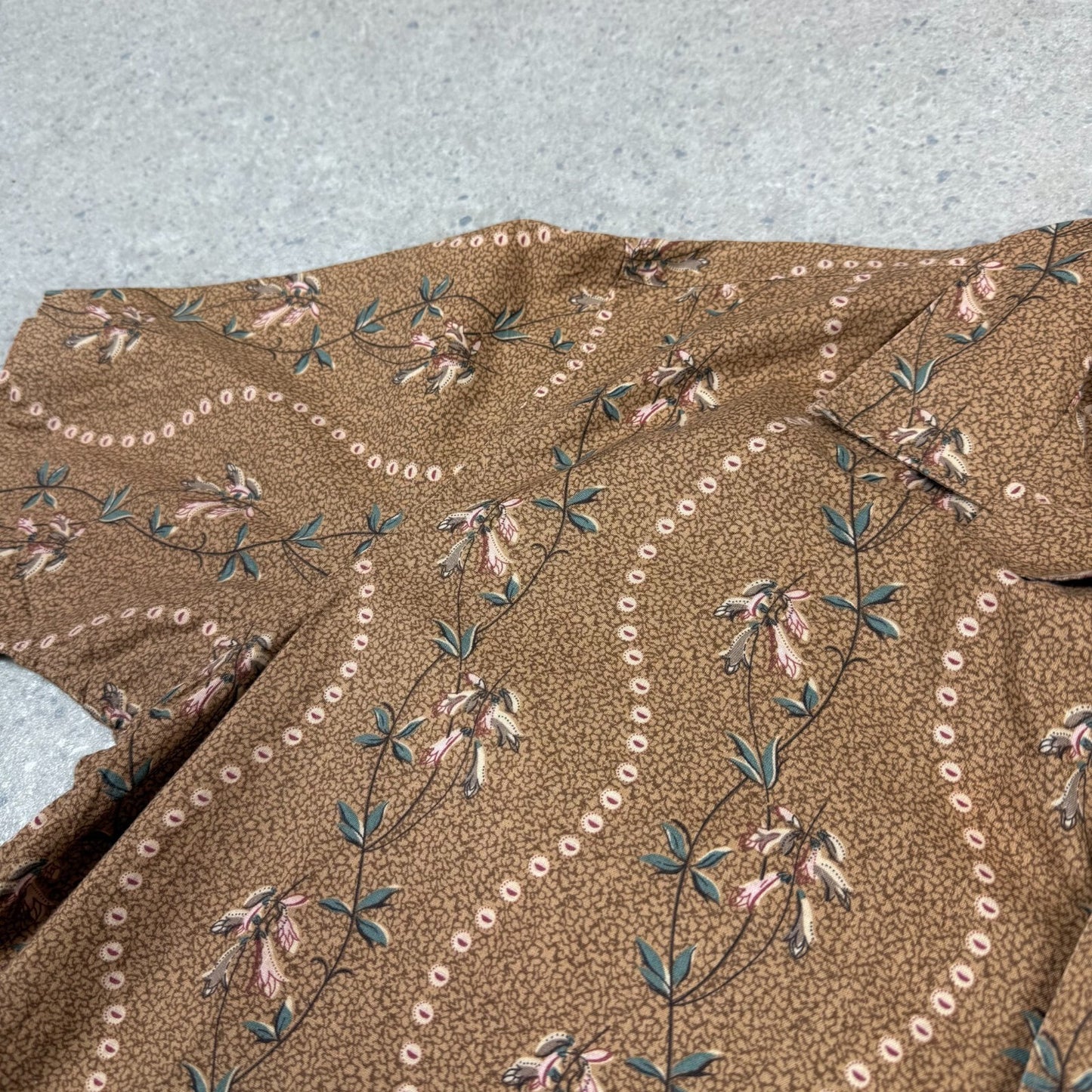 Ralph Lauren Shirt XL Brown Summer Short Sleeve Tropical Print Rare