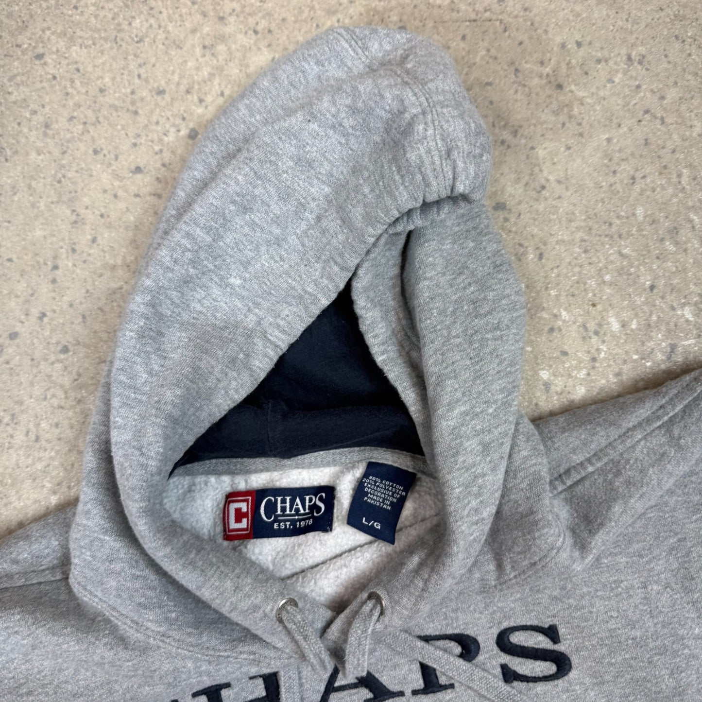 Chaps Hoodie Large Embroidered Logo Fleece Lined Hooded Y2K