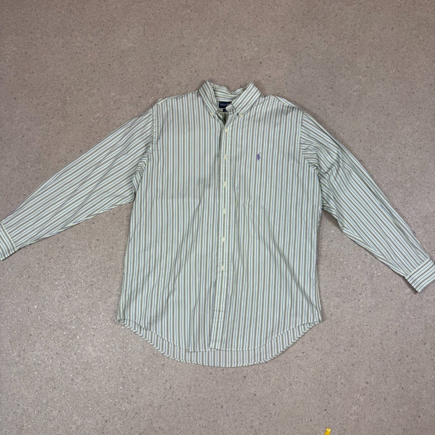 Ralph Lauren Striped Shirt Large Multicoloured Green Embroidered Logo
