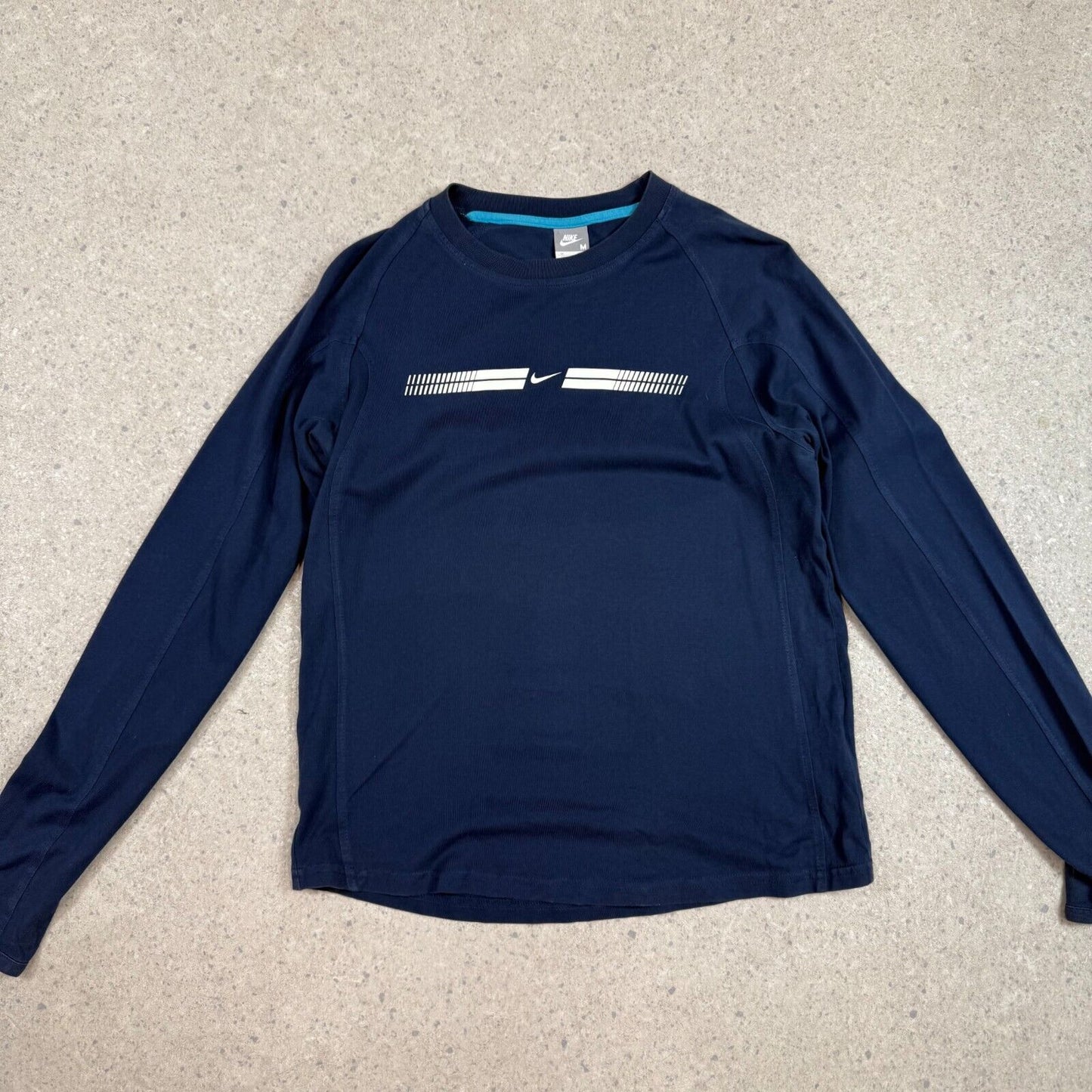 Nike Long Sleeve Medium Navy Colourway Centre Swoosh Logo Y2K Silver Tag