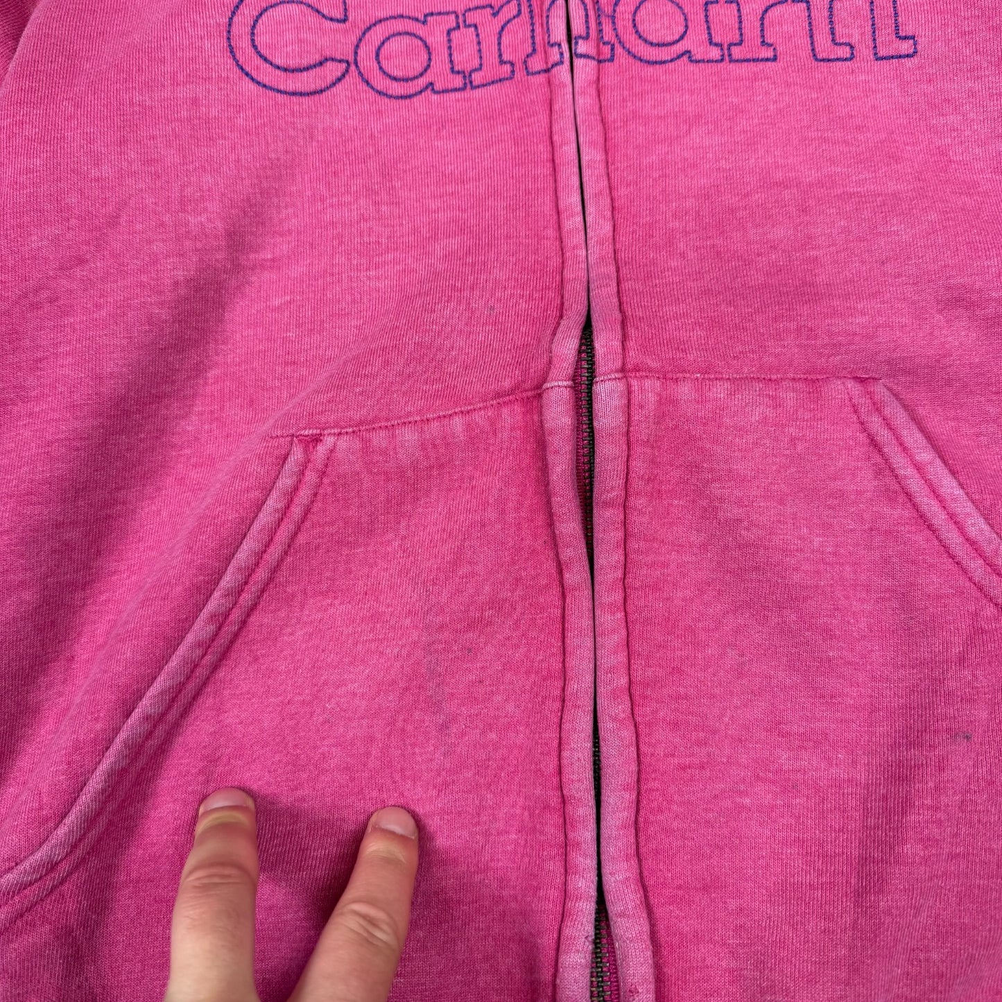 Carhartt Full Zip Hoodie Women’s Large Pink Embroidered Logo Full Zip Hooded