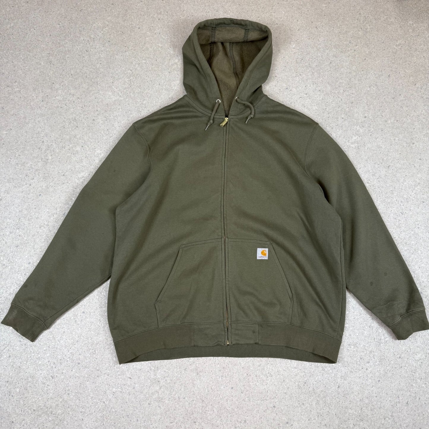 Carhartt Hoodie 2XL Loose Fit Moss Green Colourway Zip Up Fleece Lined
