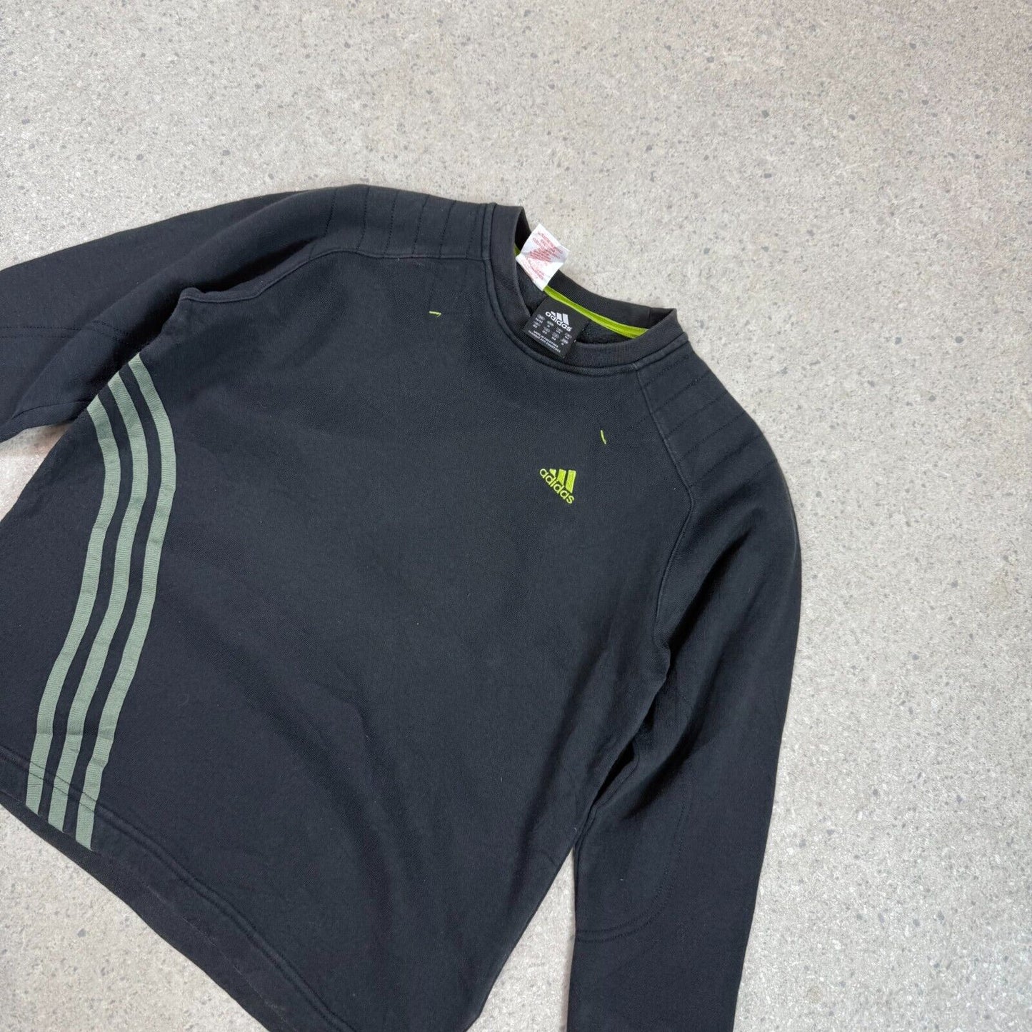 Adidas Sweatshirt XS / S Grey Logo Green Stripes Y2k Long Sleeve