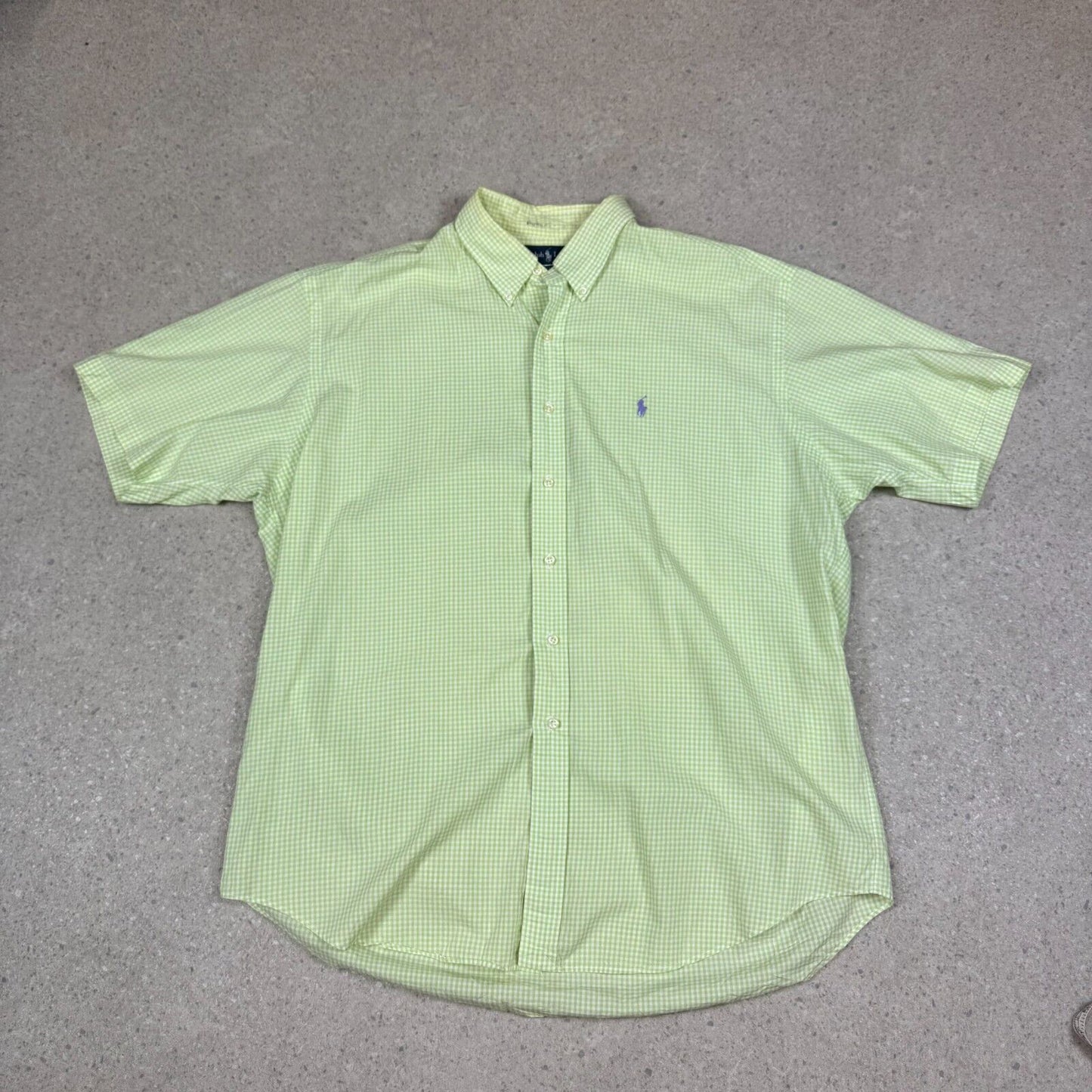 Ralph Lauren Shirt Short Sleeve XL XXL Green Check Embroidered Logo Relaxed Fit