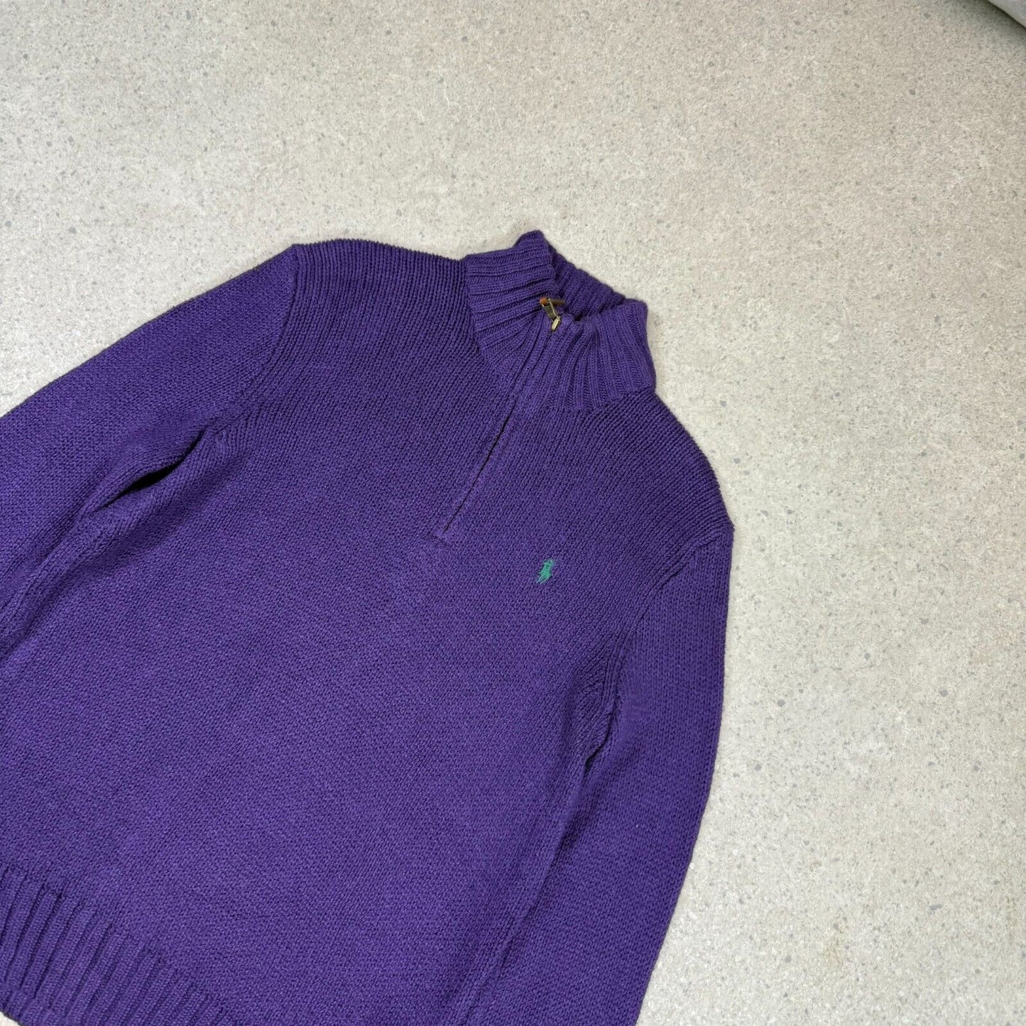 Ralph Lauren 1/4 Zip Jumper S/M Purple Chunky Knit