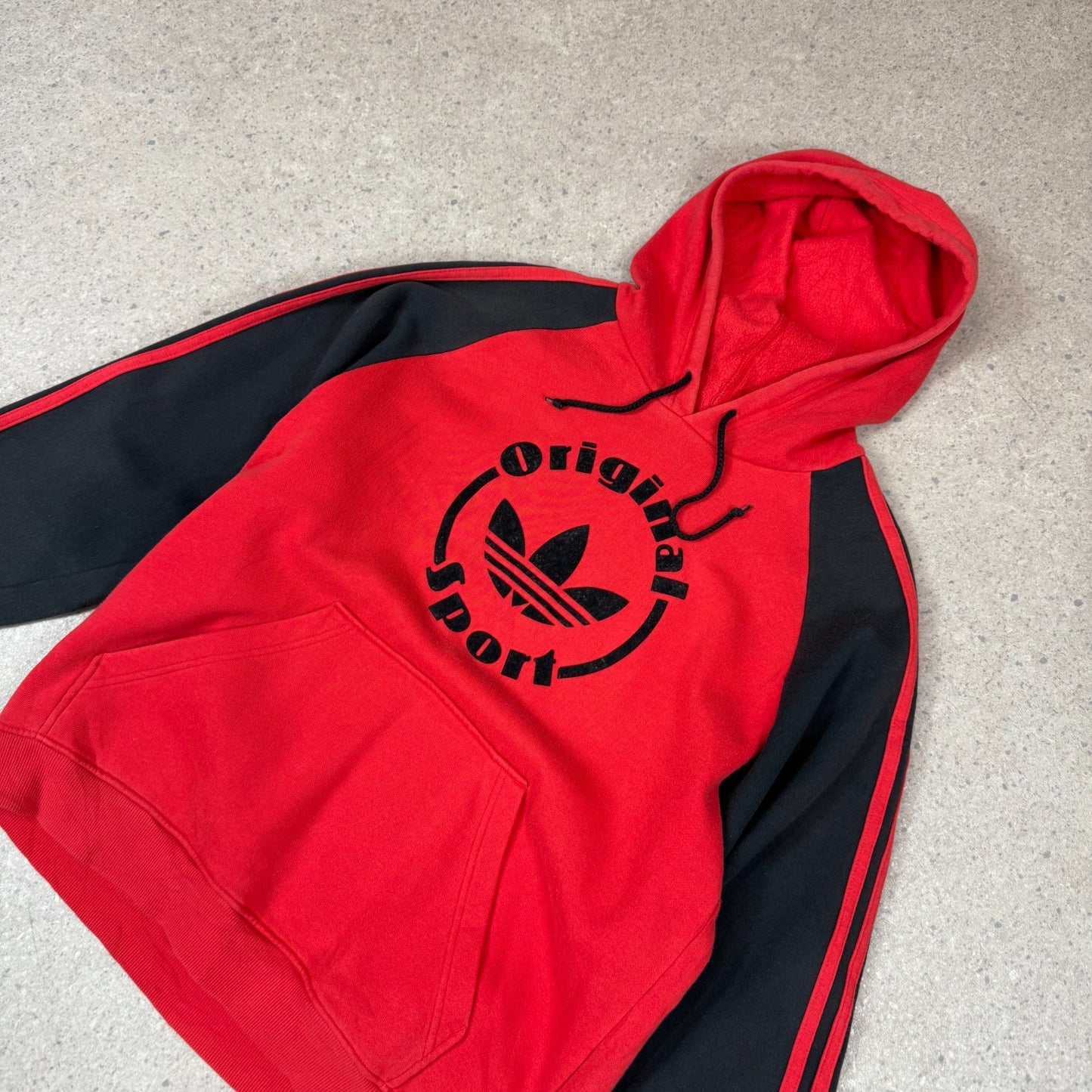 Adidas Originals Hoodie M 80 / 90s Rare Relaxed Fit Red Black Hooded