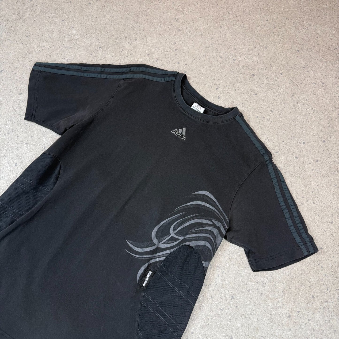 Adidas T Shirt Large Predator Football Black Colourway Y2K Embroidered Logo