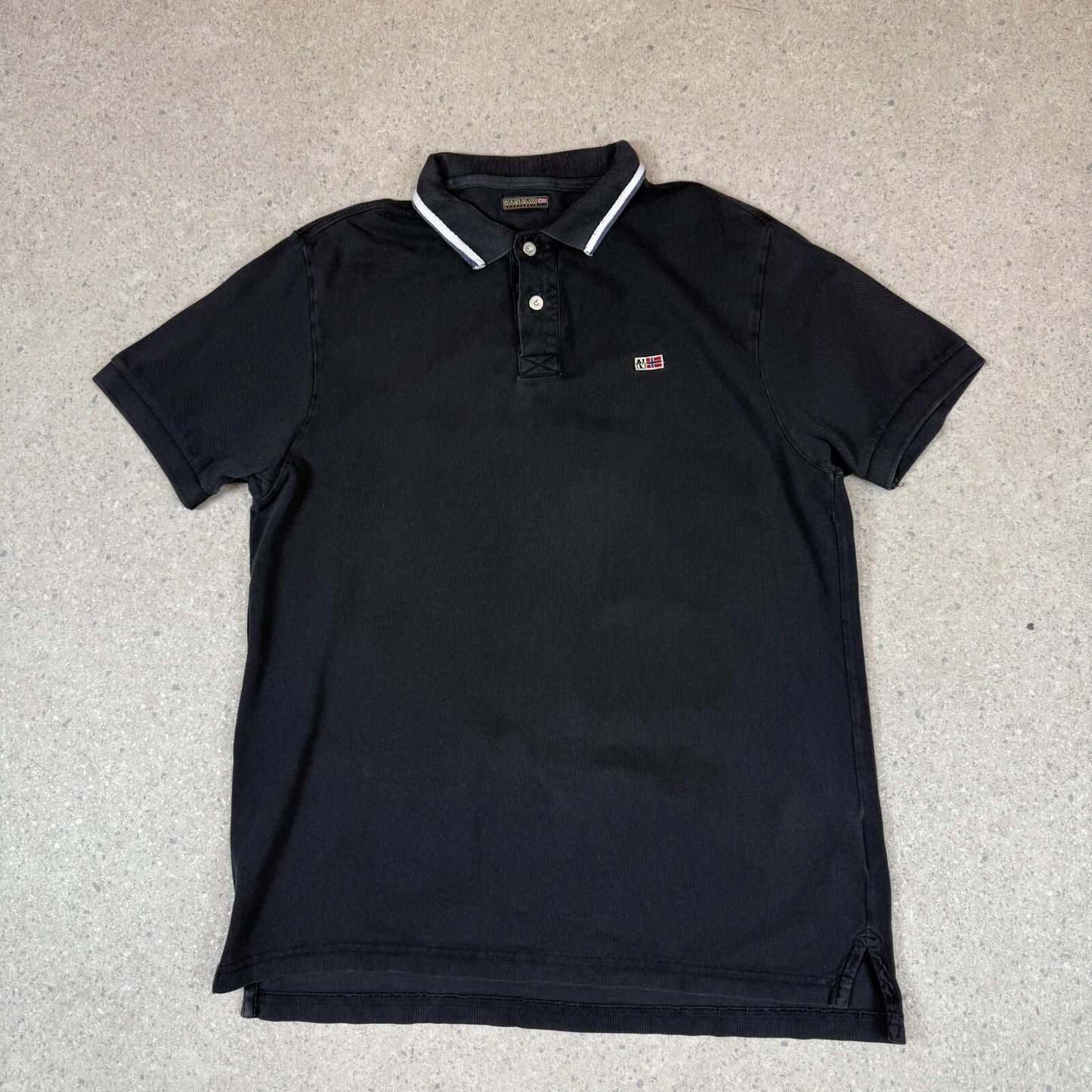 Napapijri Polo Shirt XL Black Embroidered Logo Short Sleeve