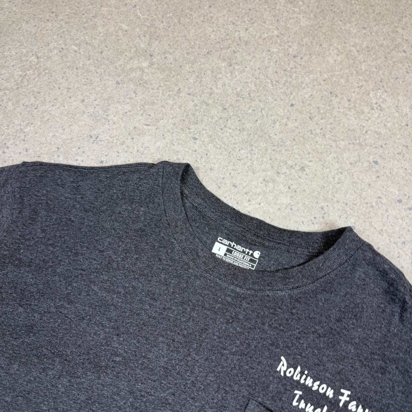 Carhartt T Shirt Large Charcoal Grey Loose Fit Pocket Logo Short Sleeve