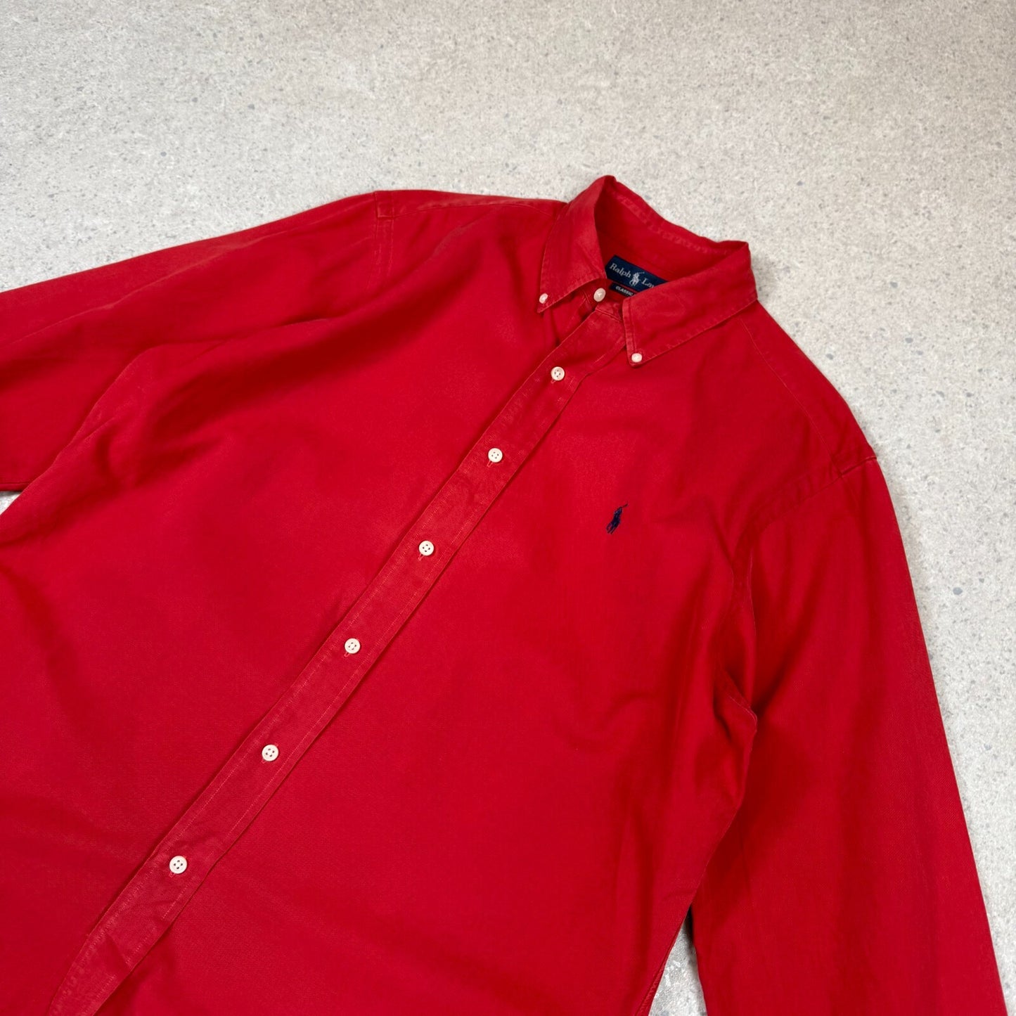 Ralph Shirt Large Red Colourway Thick Cotton Button Down Long Sleeve