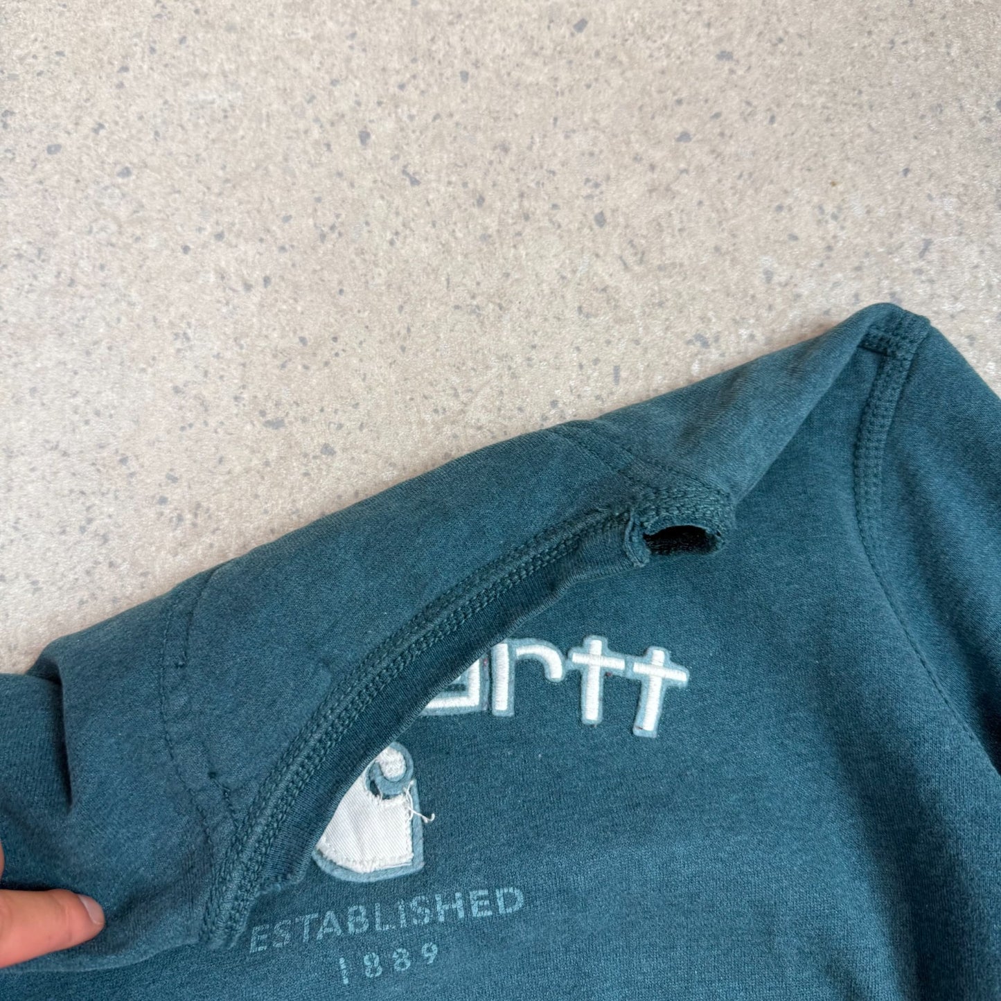Carhartt Sweatshirt Small Full Embroidered Spellout Blue Colourway