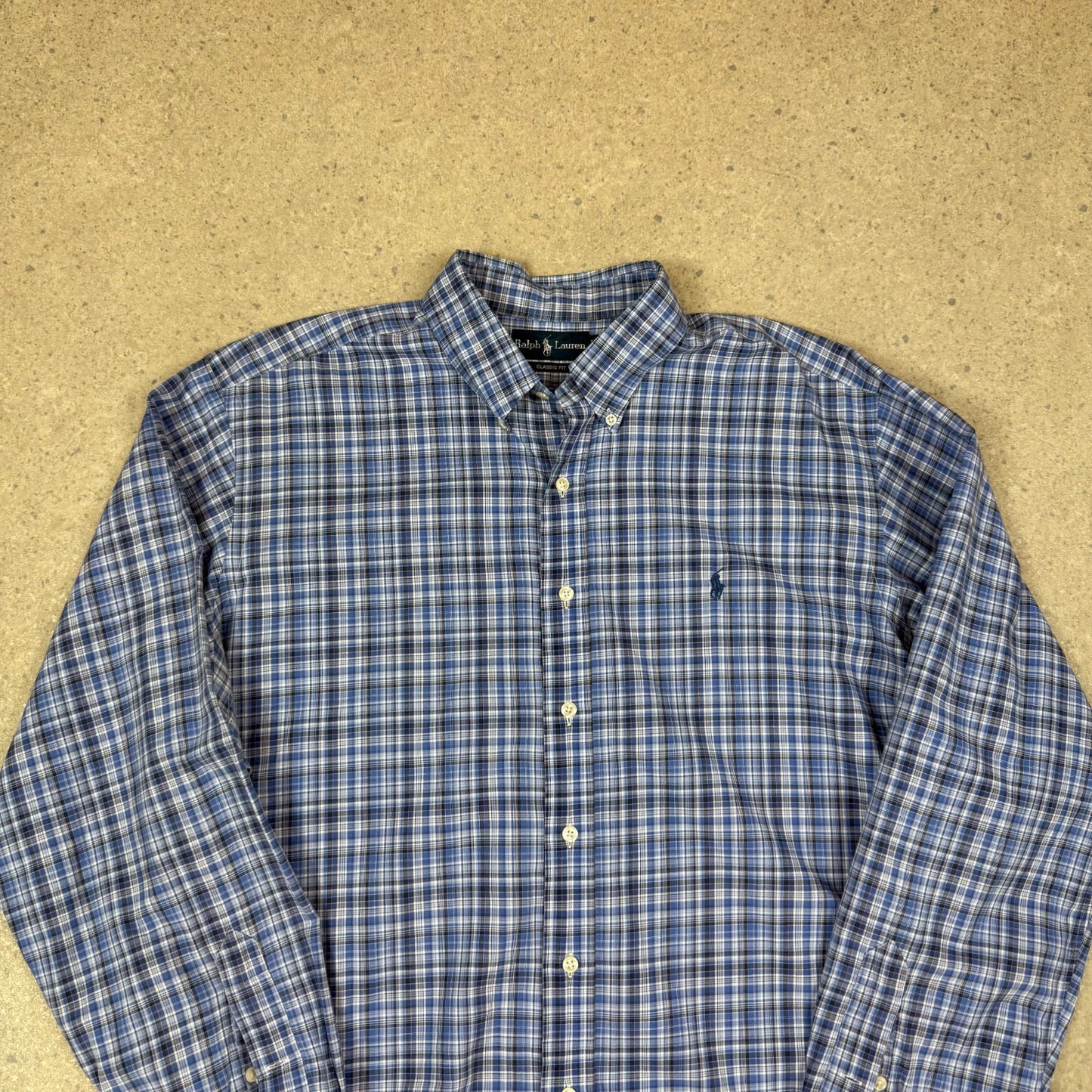 Ralph Lauren Check Shirt 2XL Blue Embroidered Logo