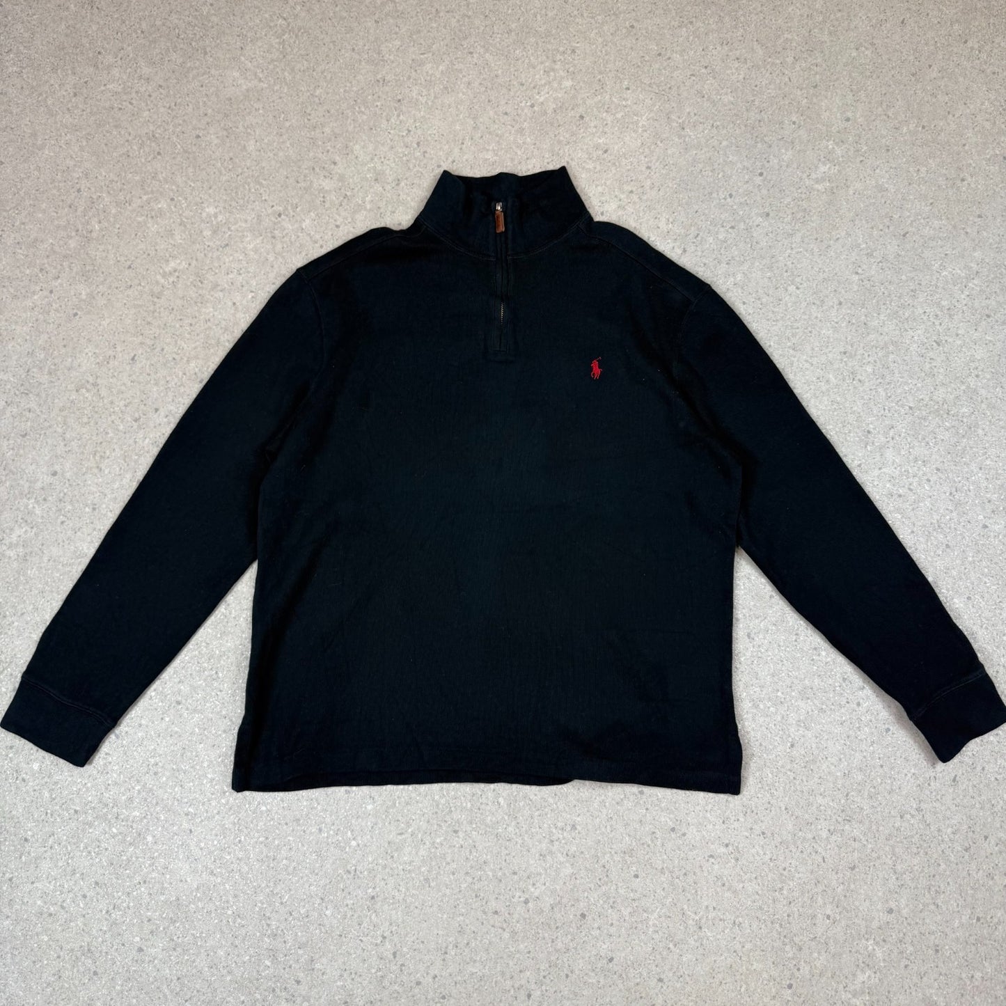 Ralph Lauren 1/4 Zip Jumper XL Black Colourway Embroidered Logo Cotton